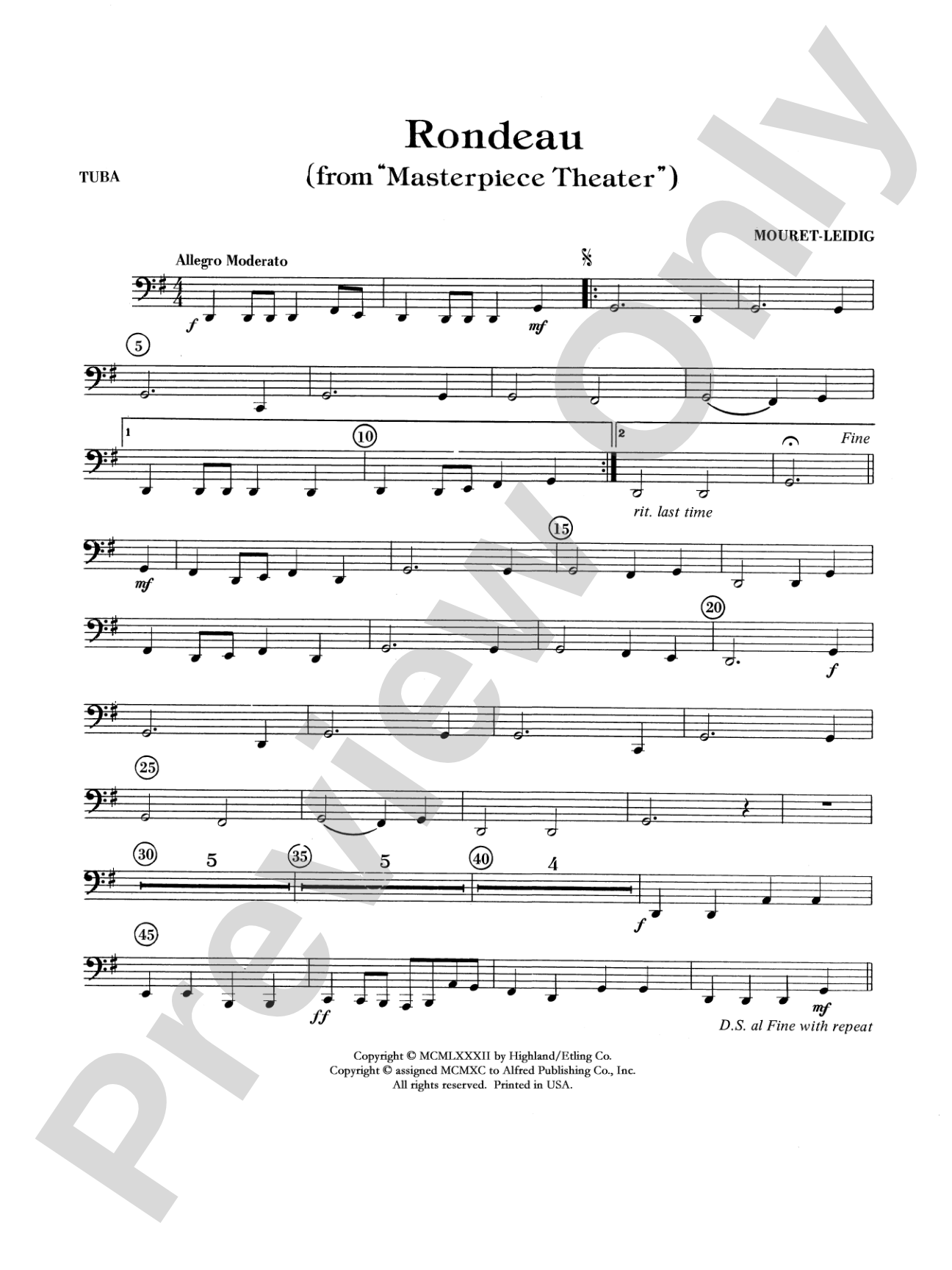 Rondeau (Theme from Masterpiece Theatre): Tuba