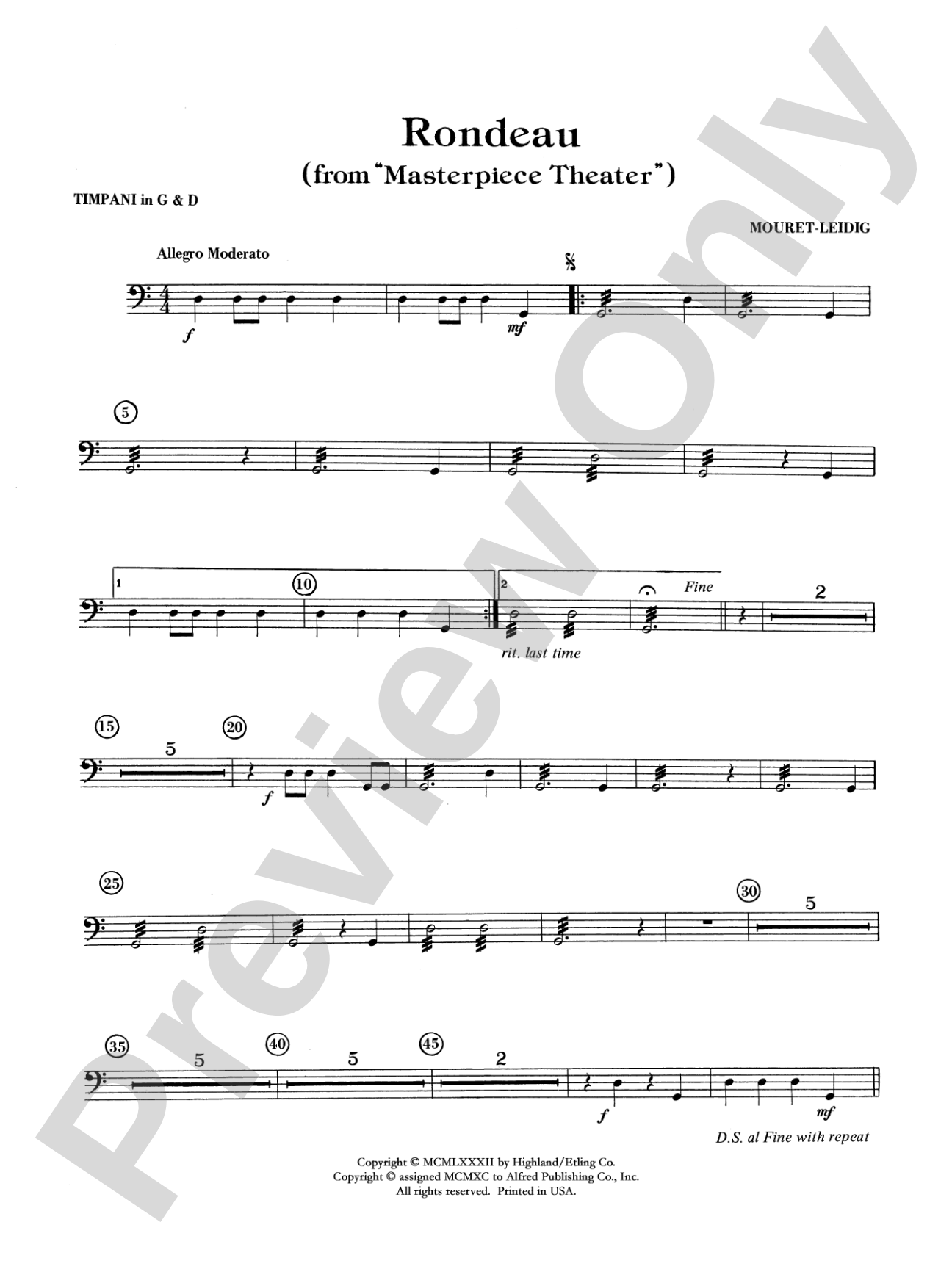 Rondeau (Theme from Masterpiece Theatre): Timpani