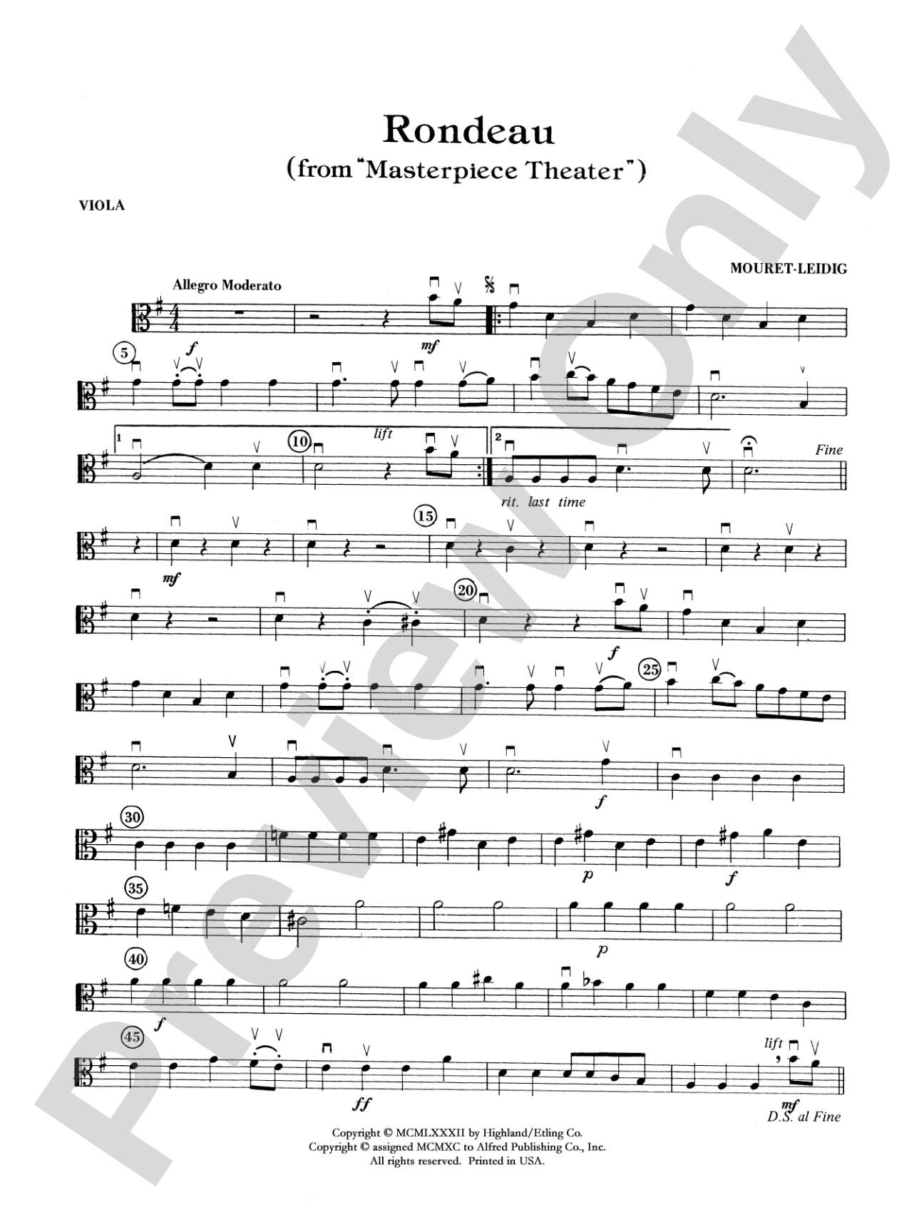 Rondeau (Theme from Masterpiece Theatre): Viola
