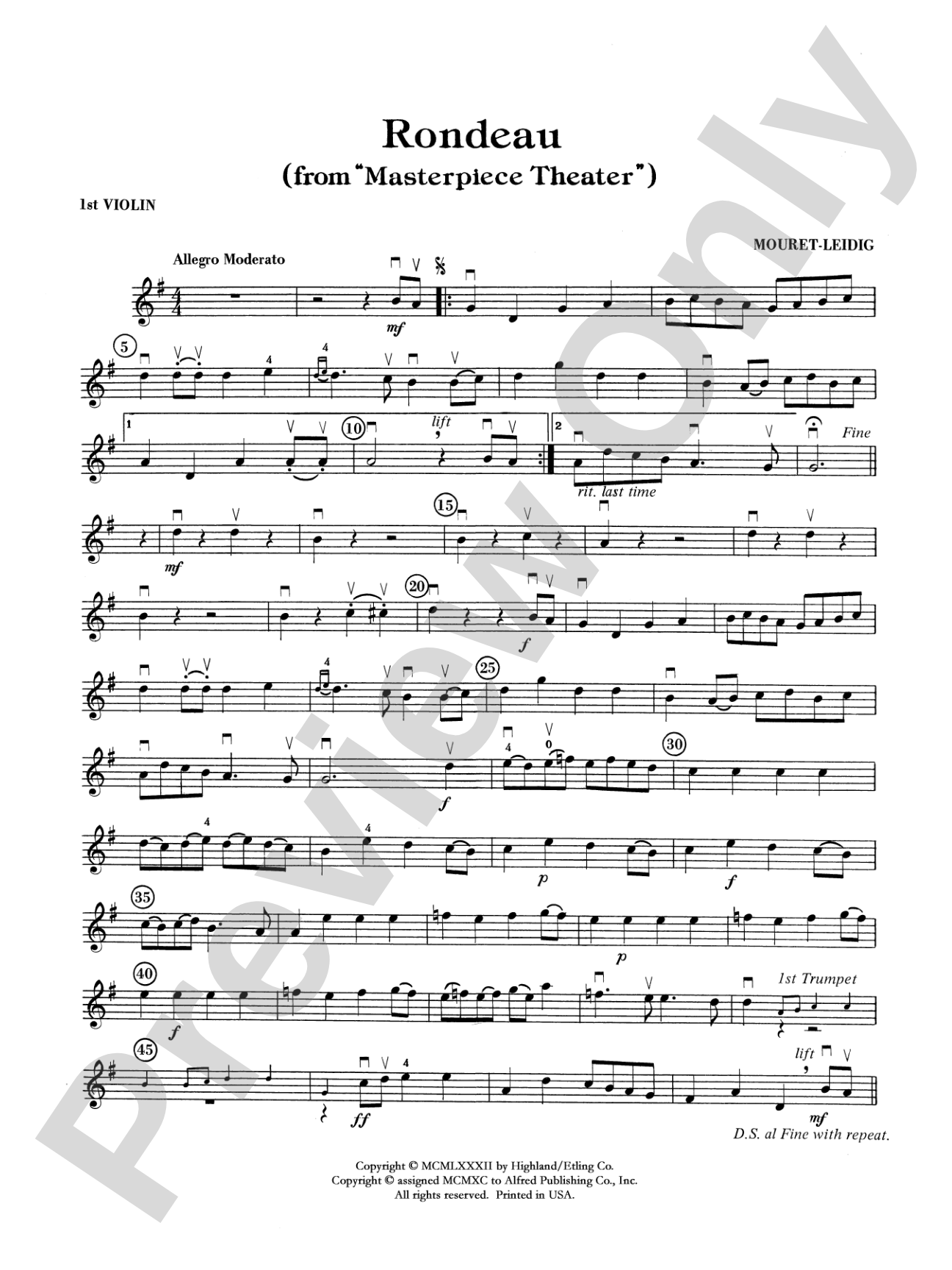 Rondeau (Theme from Masterpiece Theatre): 1st Violin