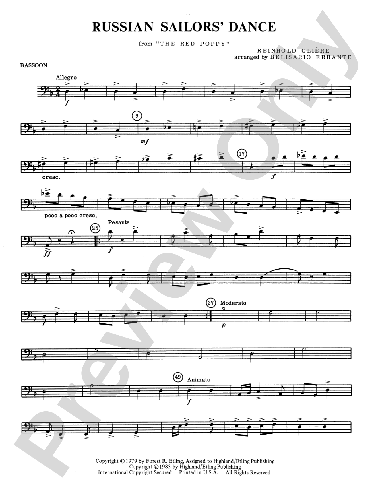 Russian Sailors' Dance: Bassoon