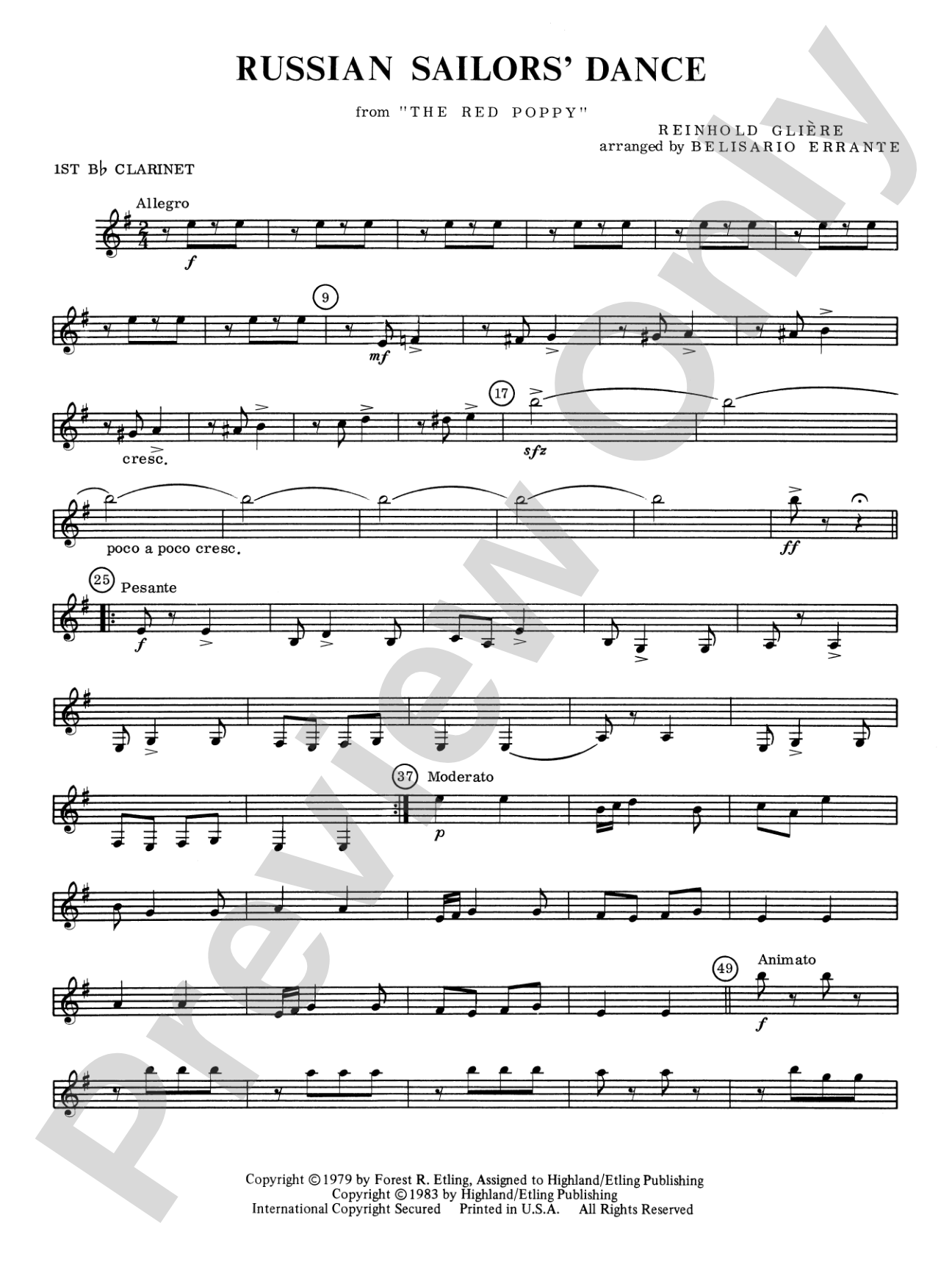 Russian Sailors' Dance: 1st B-flat Clarinet