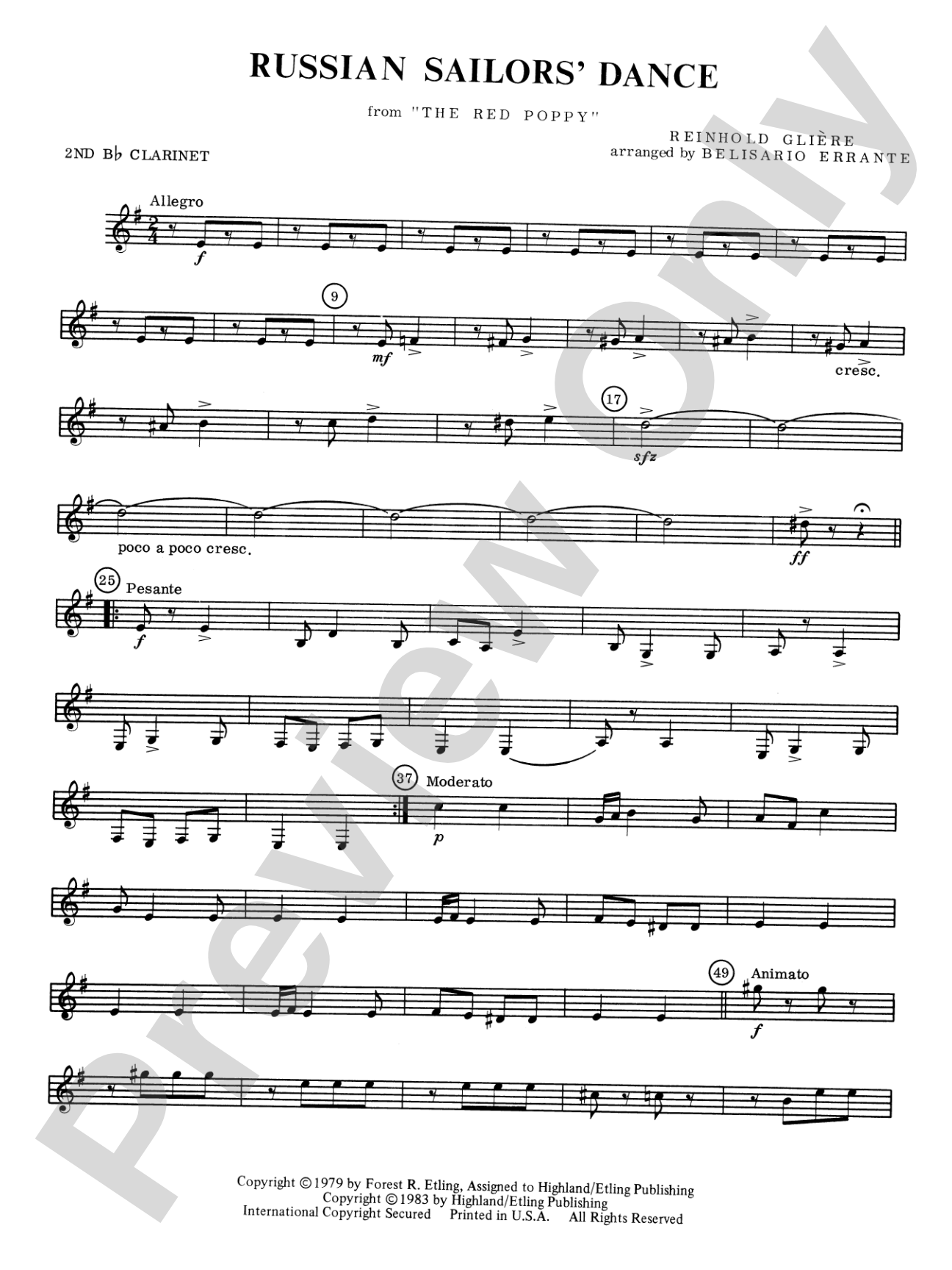 Russian Sailors' Dance: 2nd B-flat Clarinet