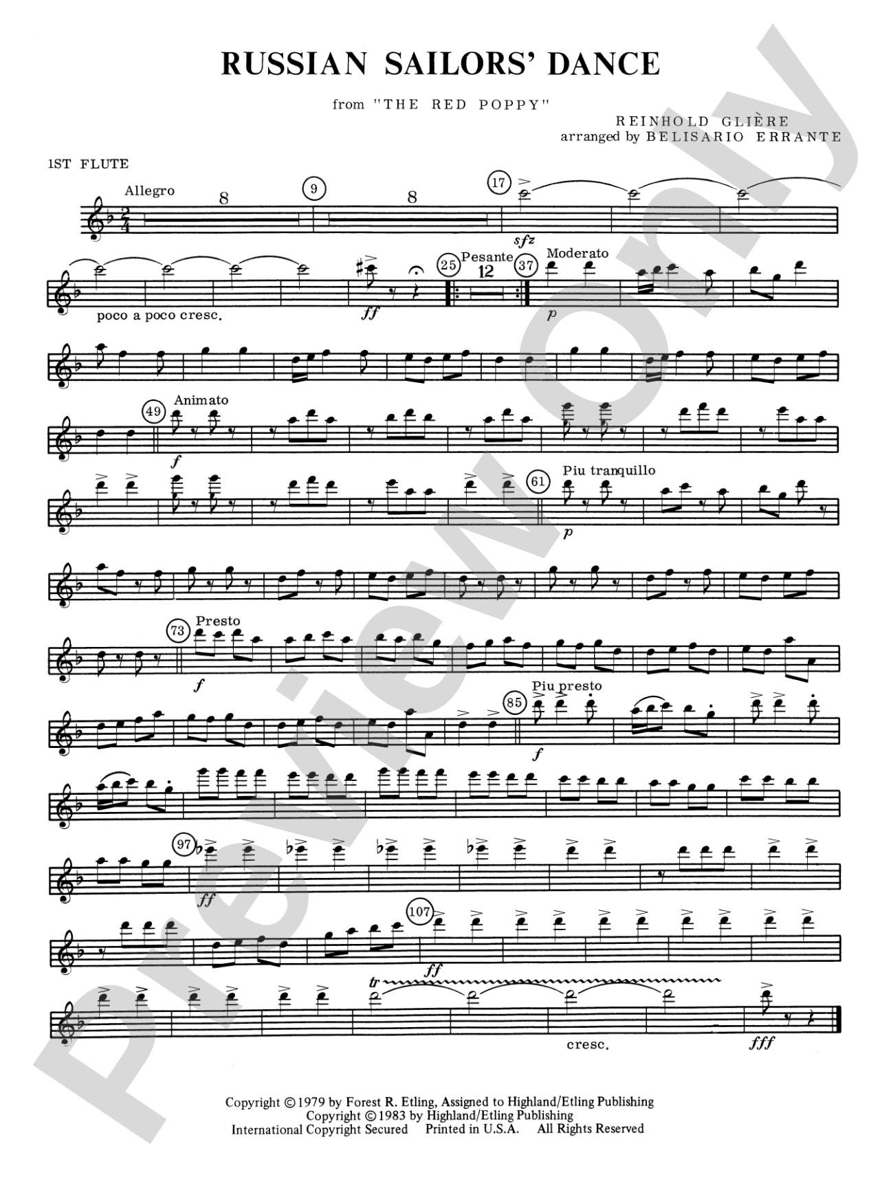 Russian Sailors' Dance: Flute