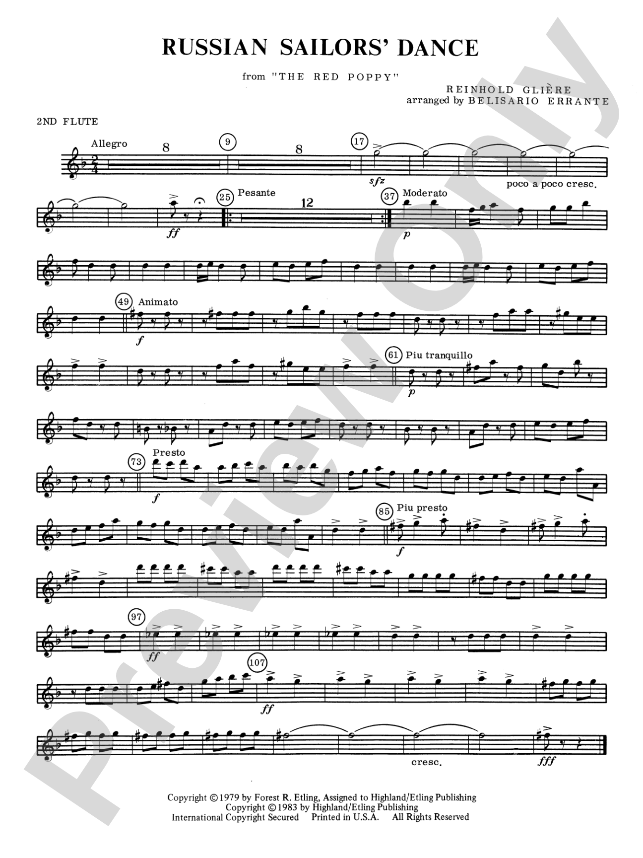 Russian Sailors' Dance: 2nd Flute