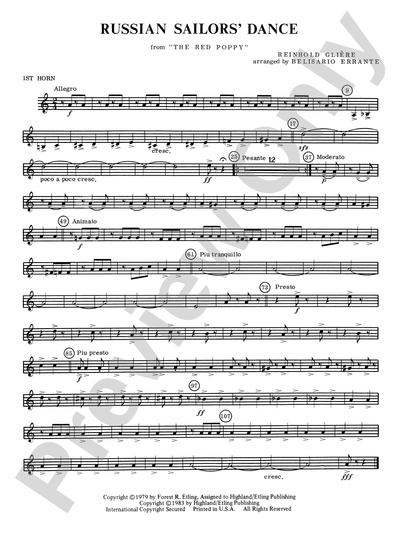 Russian Sailors' Dance: 1st F Horn