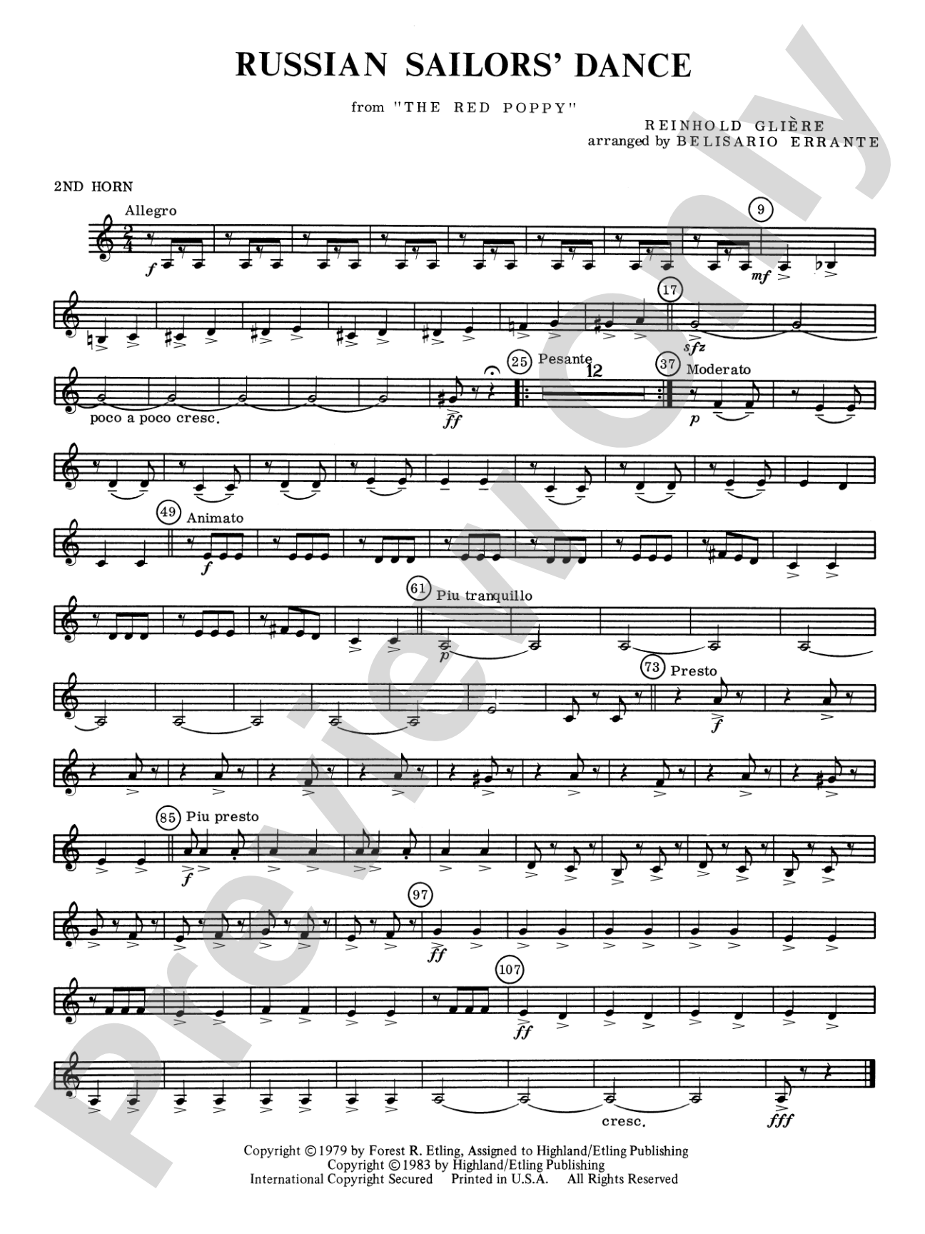 Russian Sailors' Dance: 2nd F Horn