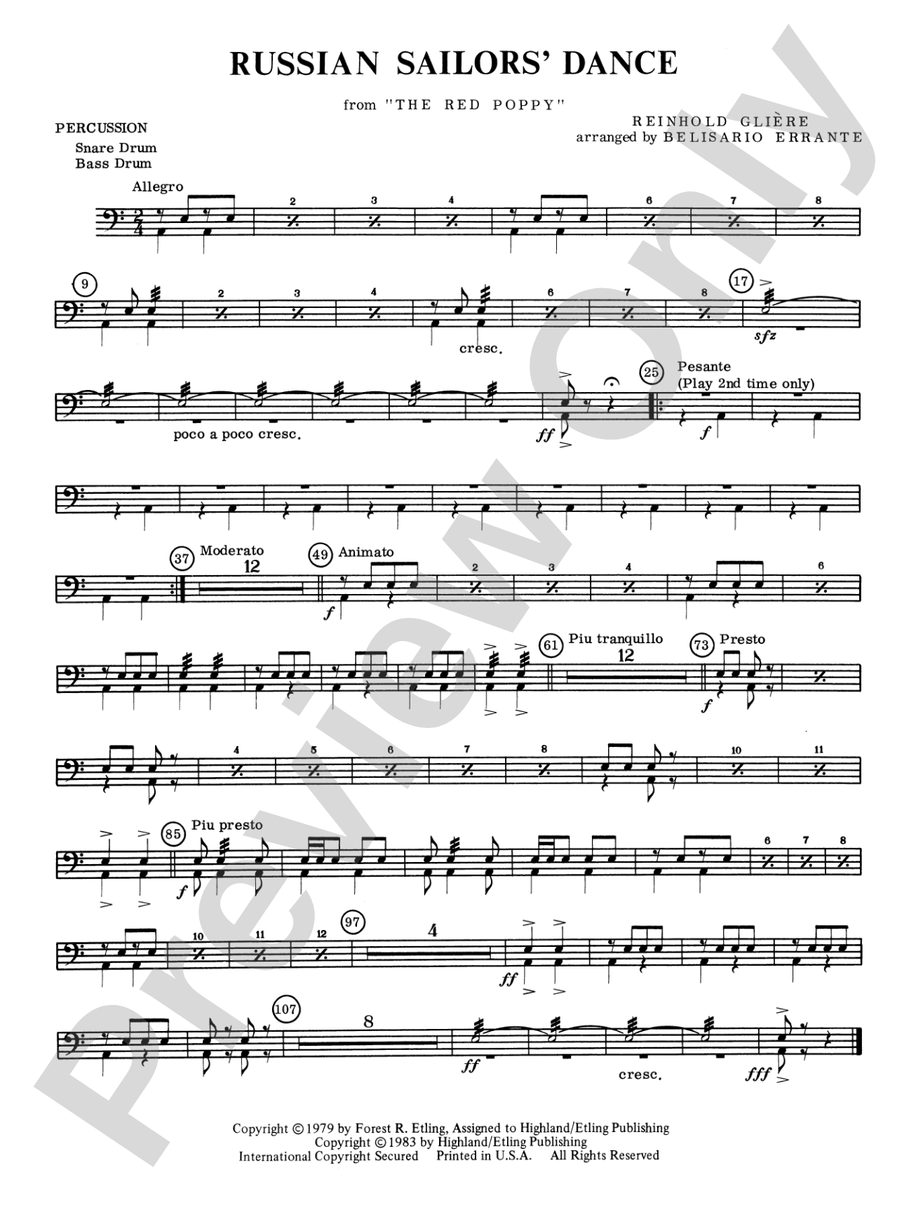 Russian Sailors' Dance: 1st Percussion
