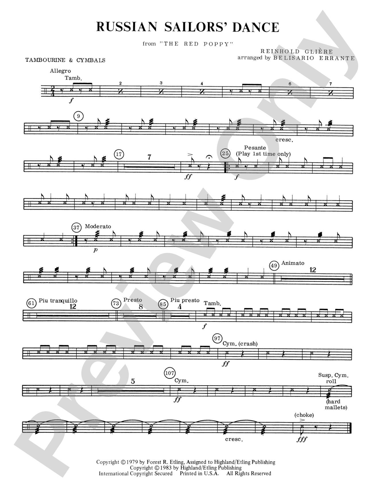 Russian Sailors' Dance: 2nd Percussion