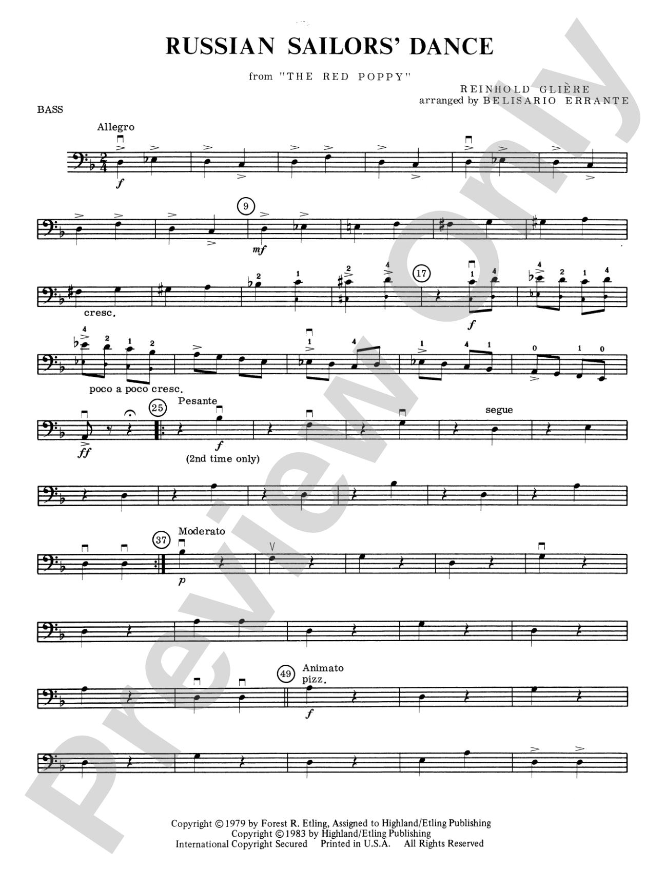 Russian Sailors' Dance: String Bass