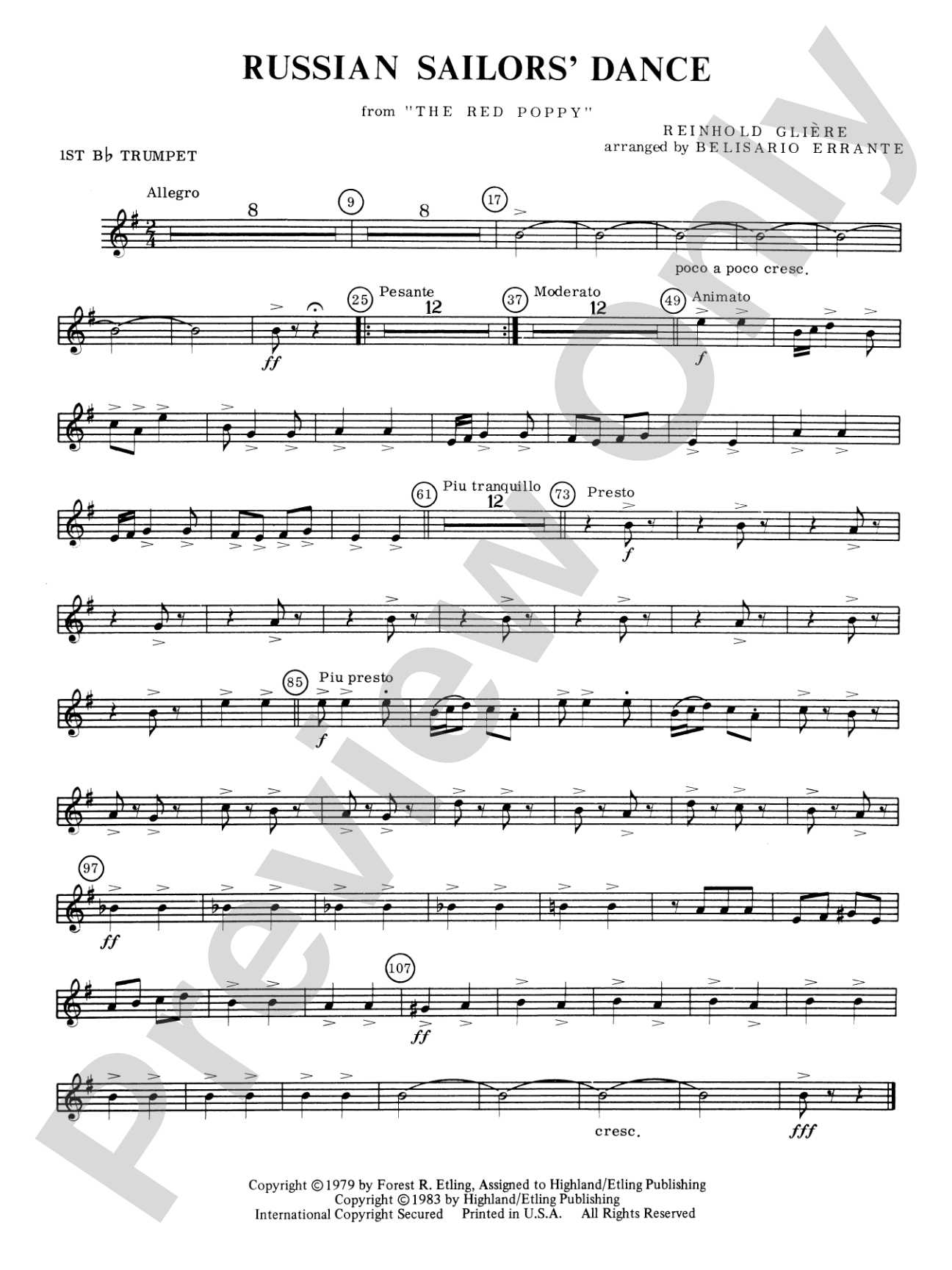 Russian Sailors' Dance: 1st B-flat Trumpet