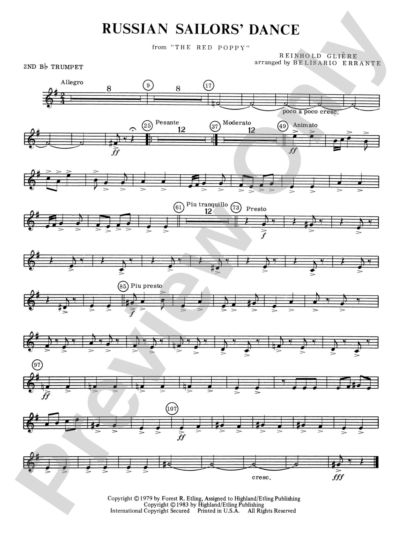 Russian Sailors' Dance: 2nd B-flat Trumpet