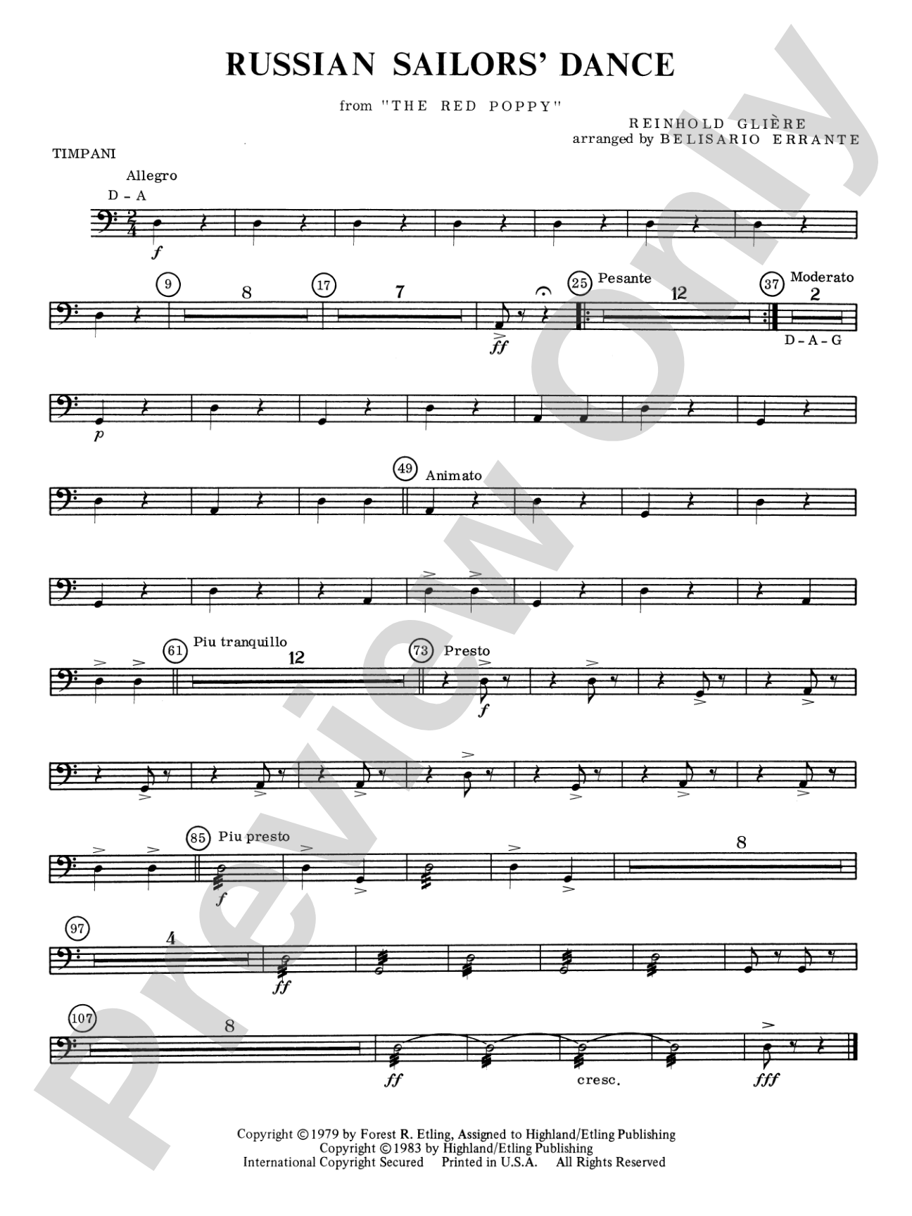 Russian Sailors' Dance: Timpani