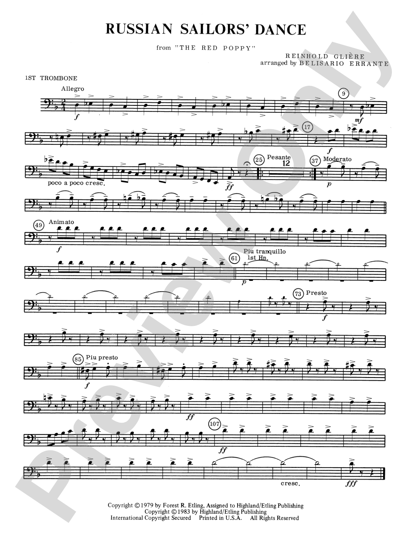 Russian Sailors' Dance: 1st Trombone