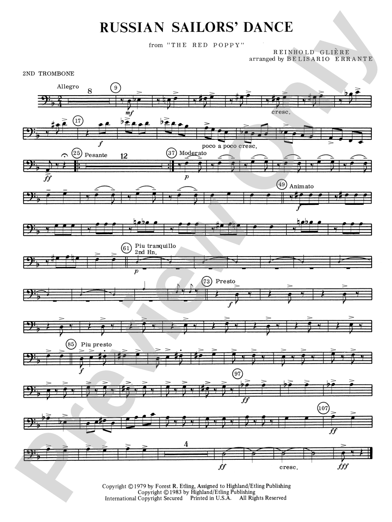 Russian Sailors' Dance: 2nd Trombone