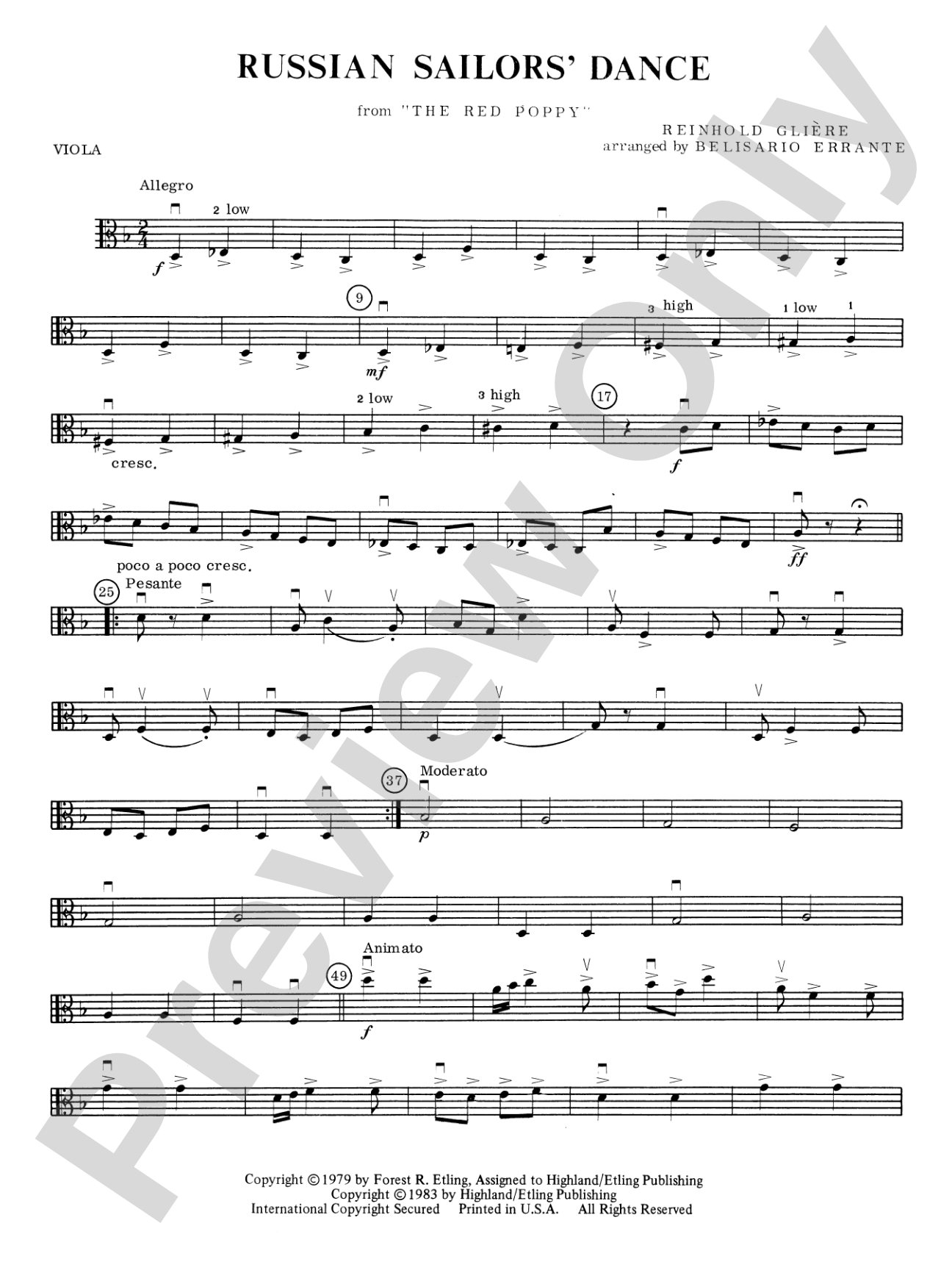 Russian Sailors' Dance: Viola