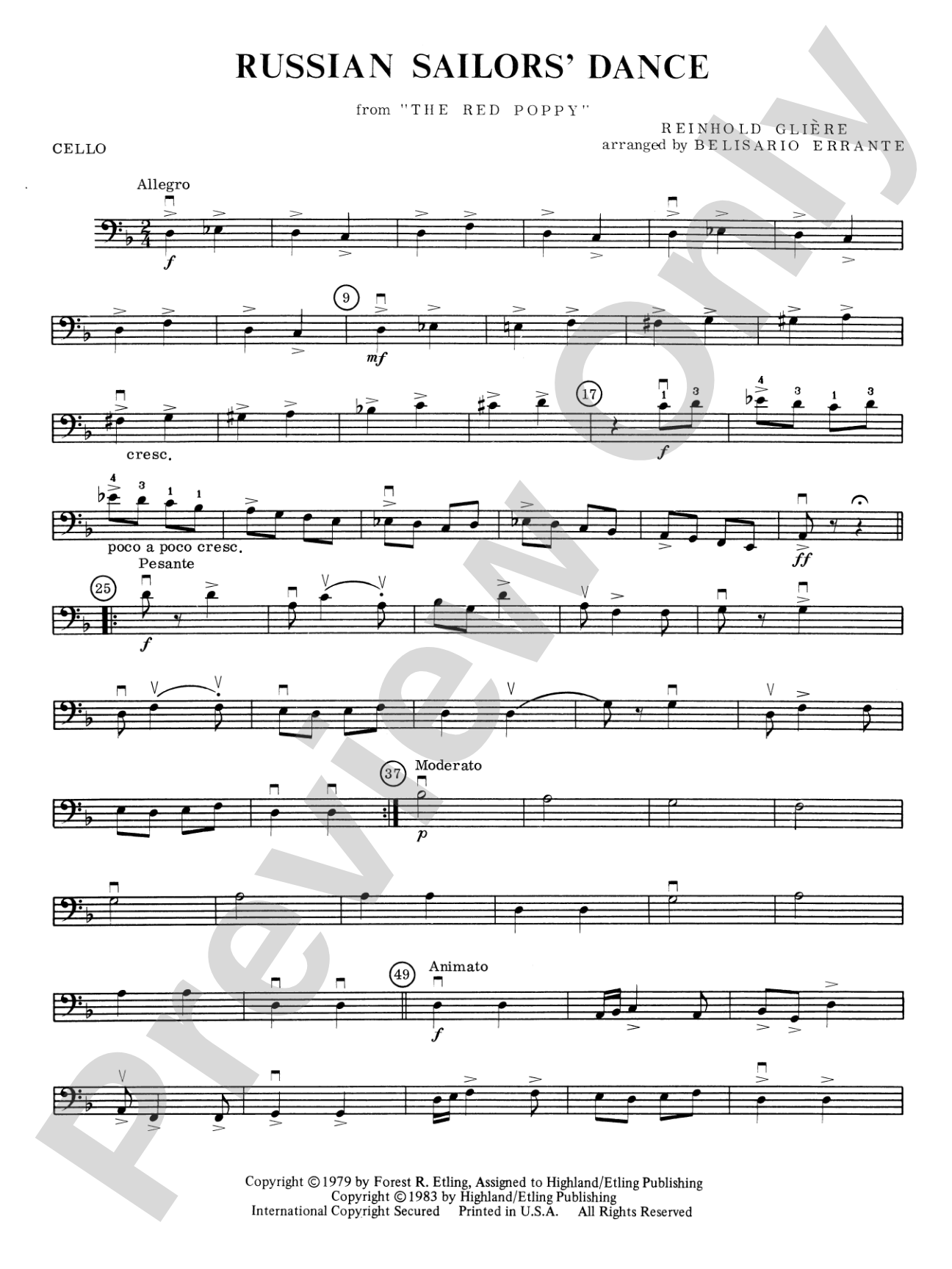 Russian Sailors' Dance: Cello