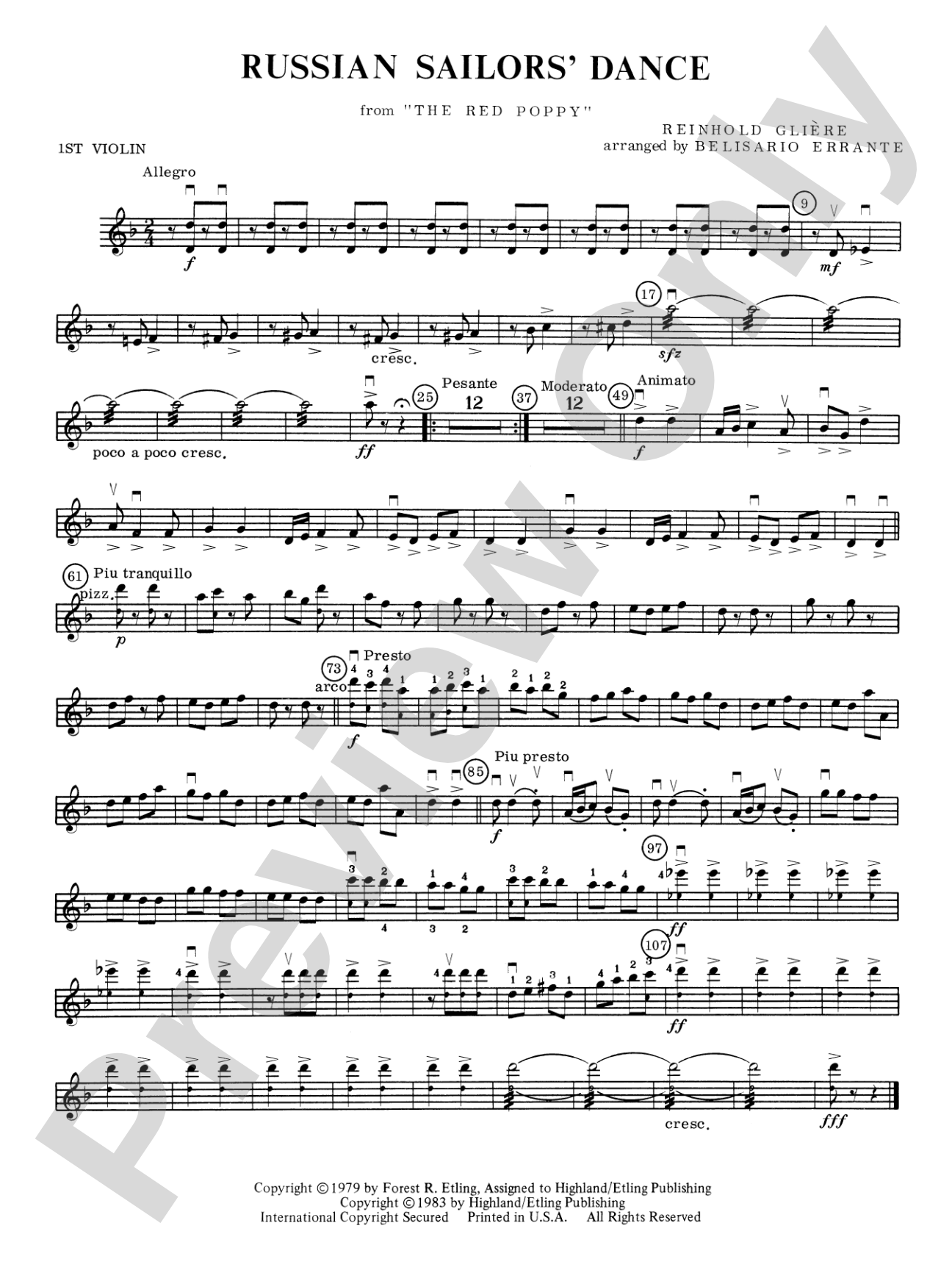 Russian Sailors' Dance: 1st Violin