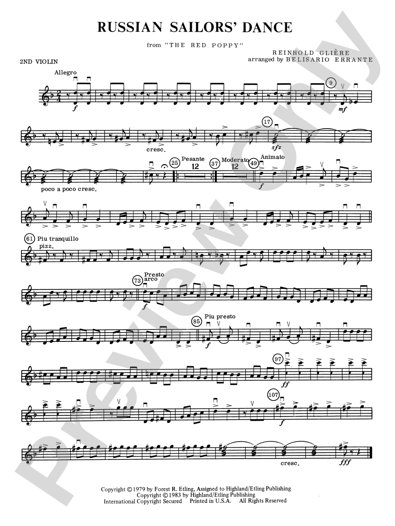 Russian Sailors' Dance: 2nd Violin