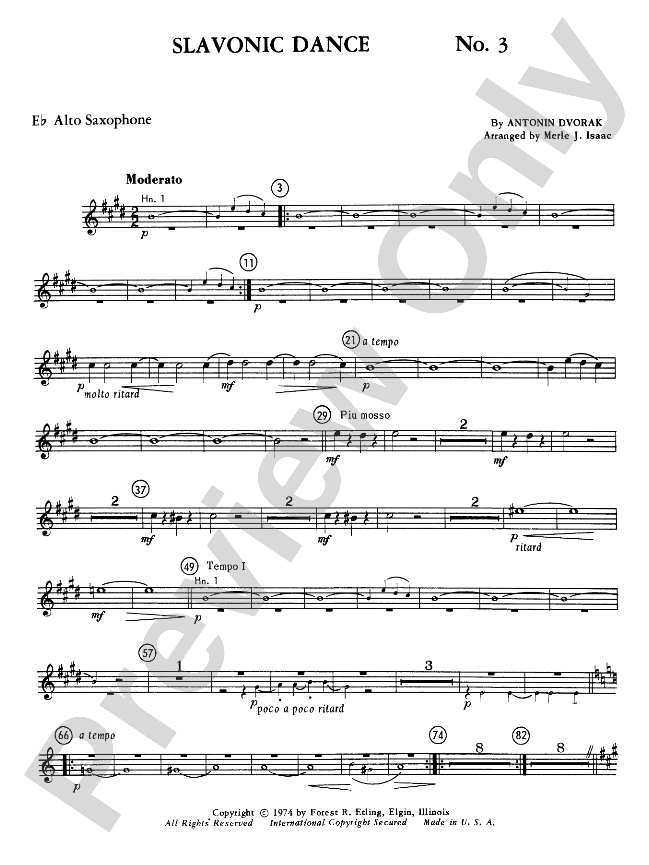 Slavonic Dance No. 3: E-flat Alto Saxophone