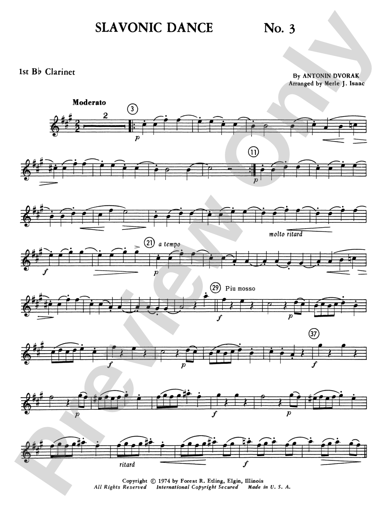 Slavonic Dance No. 3: 1st B-flat Clarinet