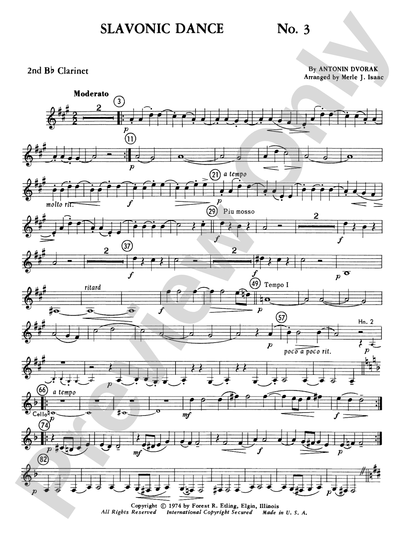 Slavonic Dance No. 3: 2nd B-flat Clarinet