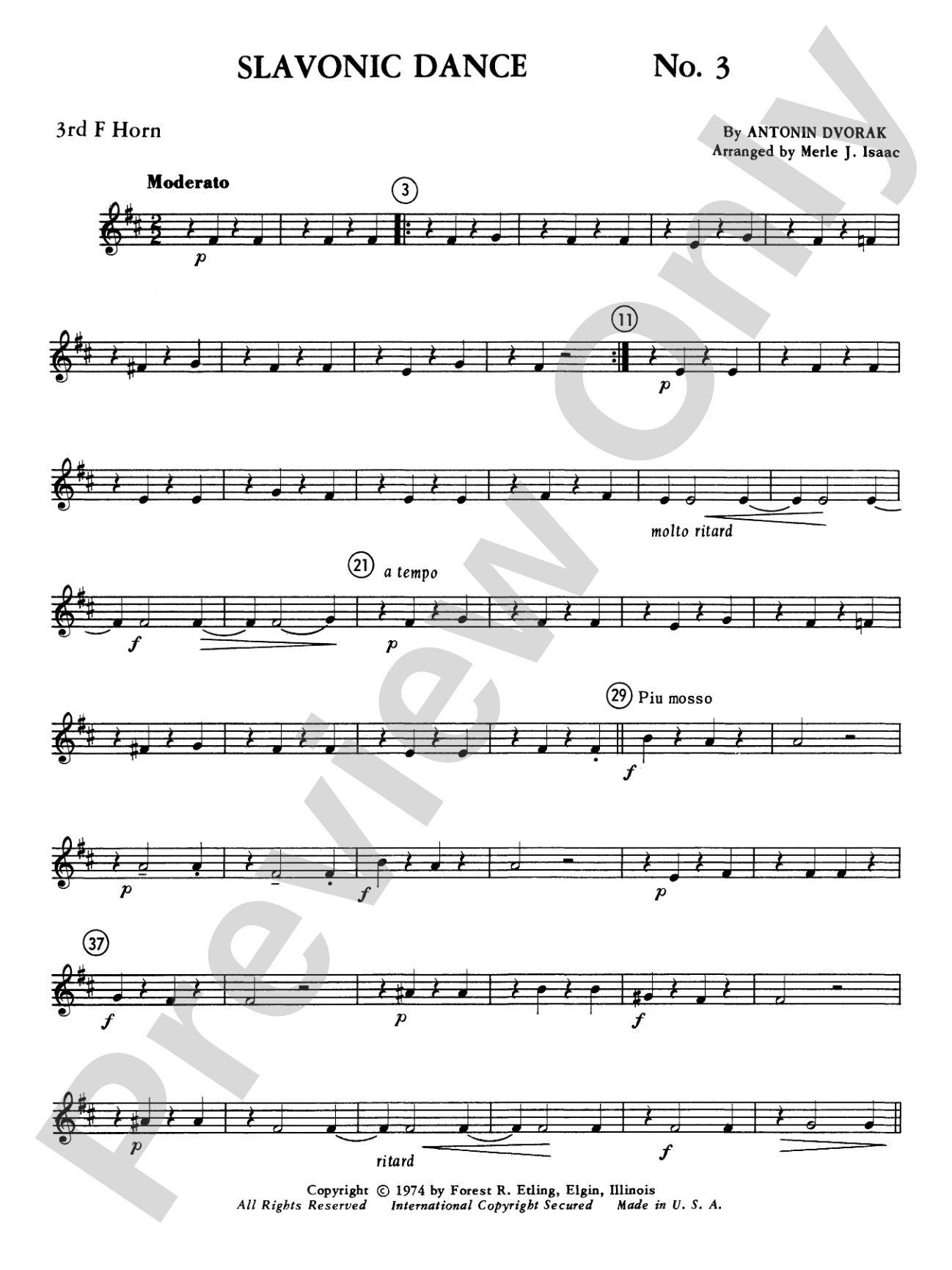 Slavonic Dance No. 3: 3rd F Horn