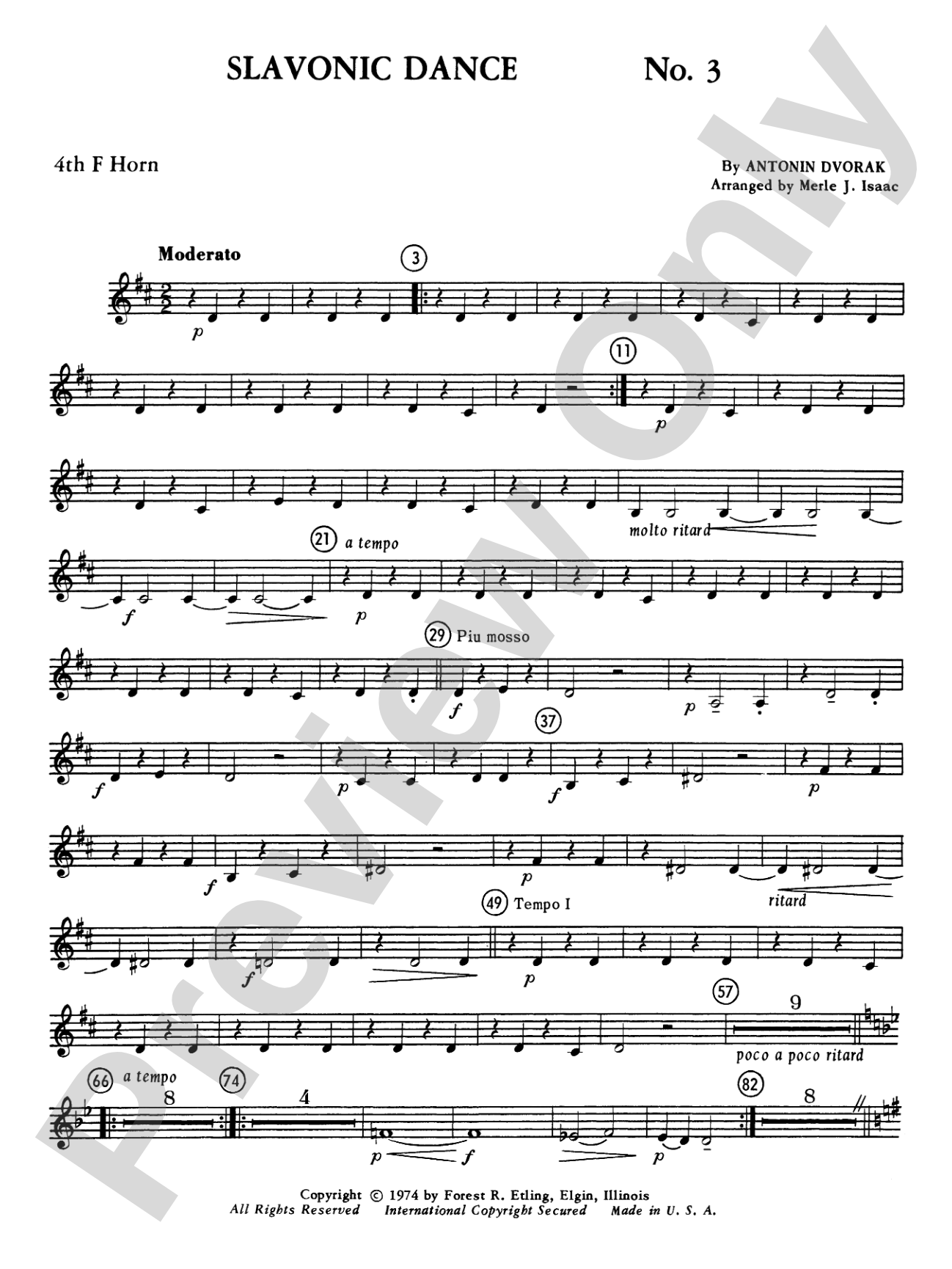 Slavonic Dance No. 3: 4th F Horn