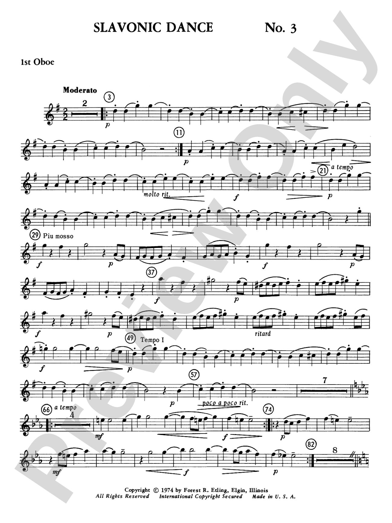 Slavonic Dance No. 3: Oboe