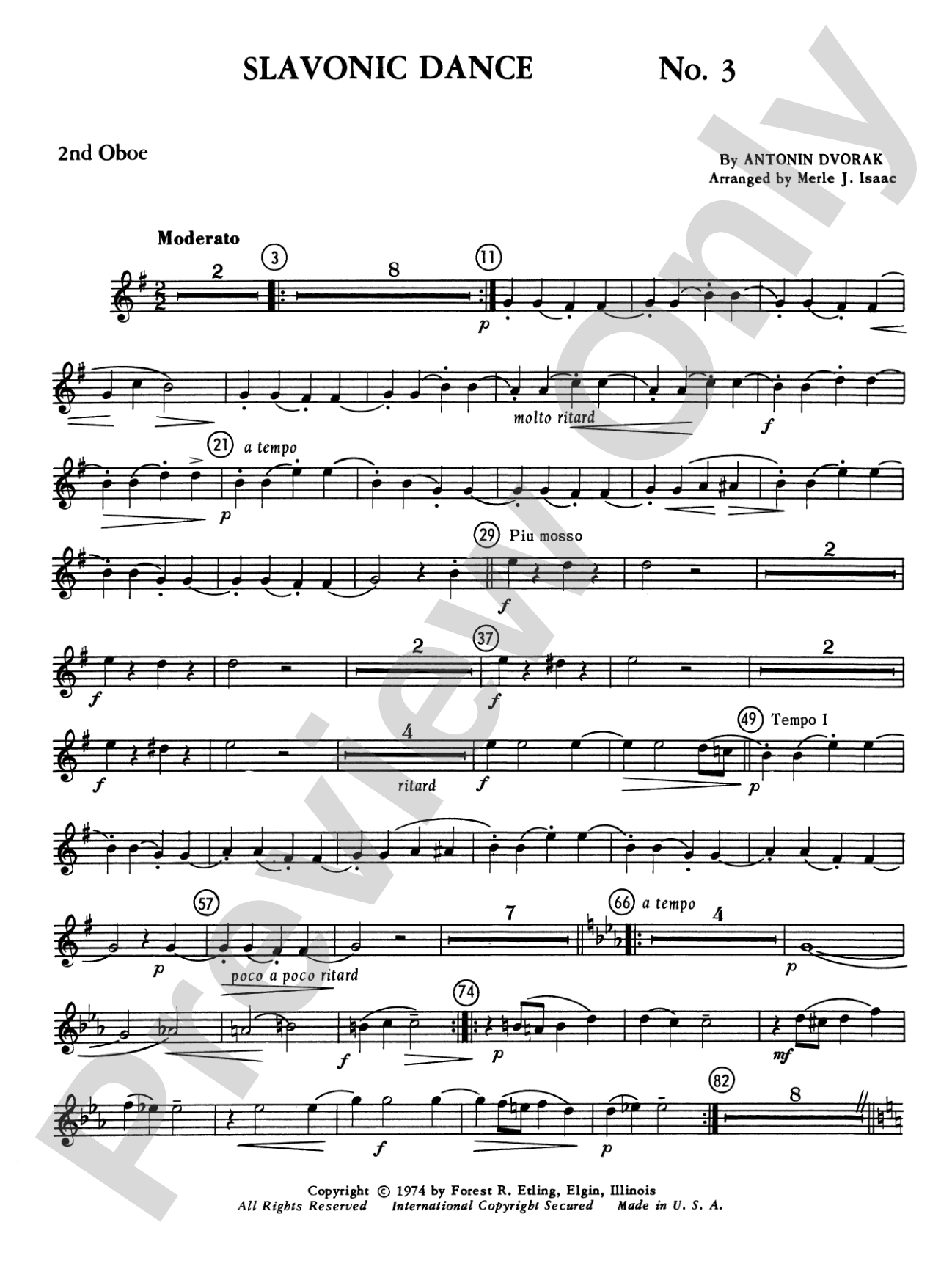 Slavonic Dance No. 3: 2nd Oboe