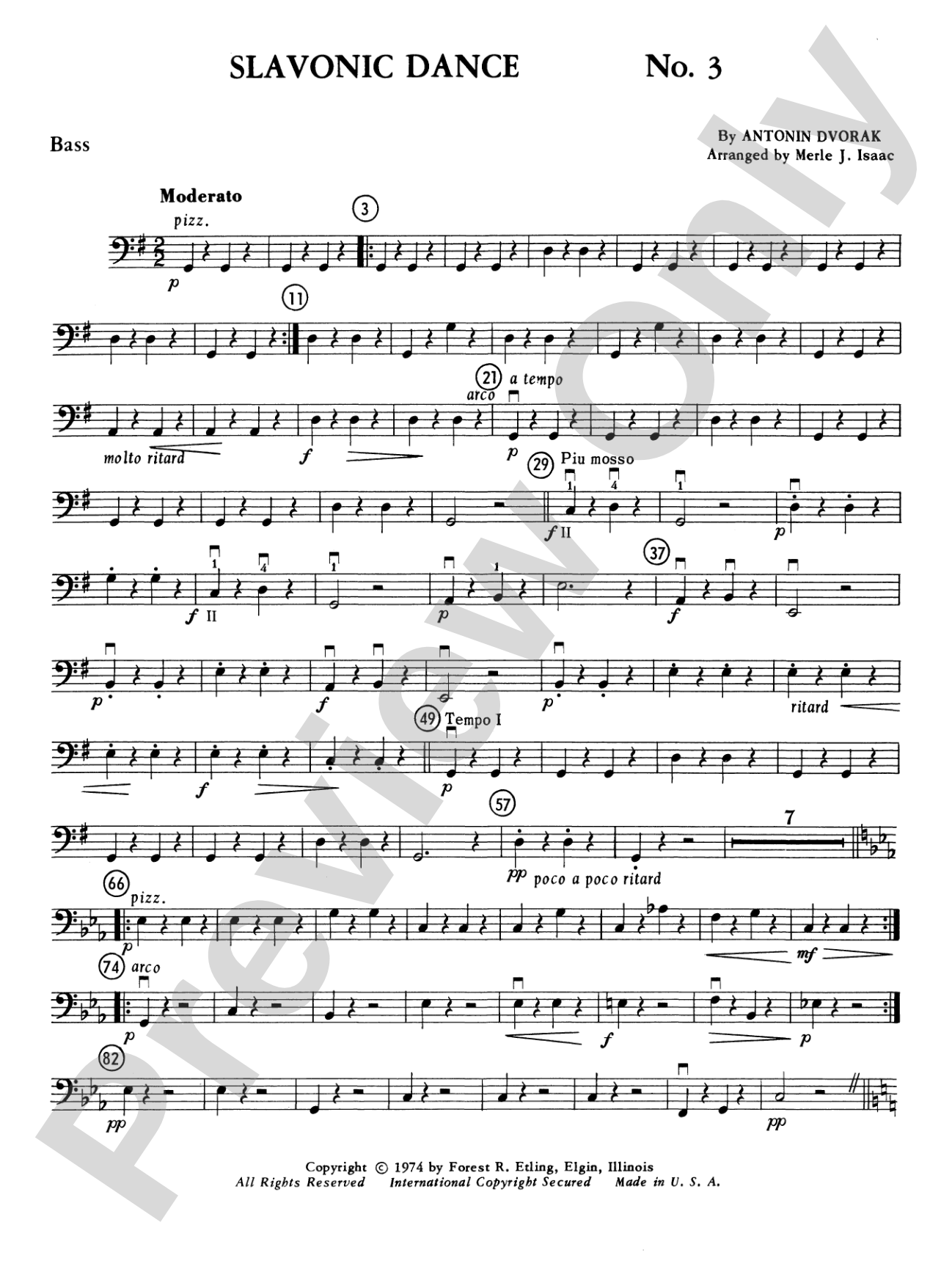 Slavonic Dance No. 3: String Bass