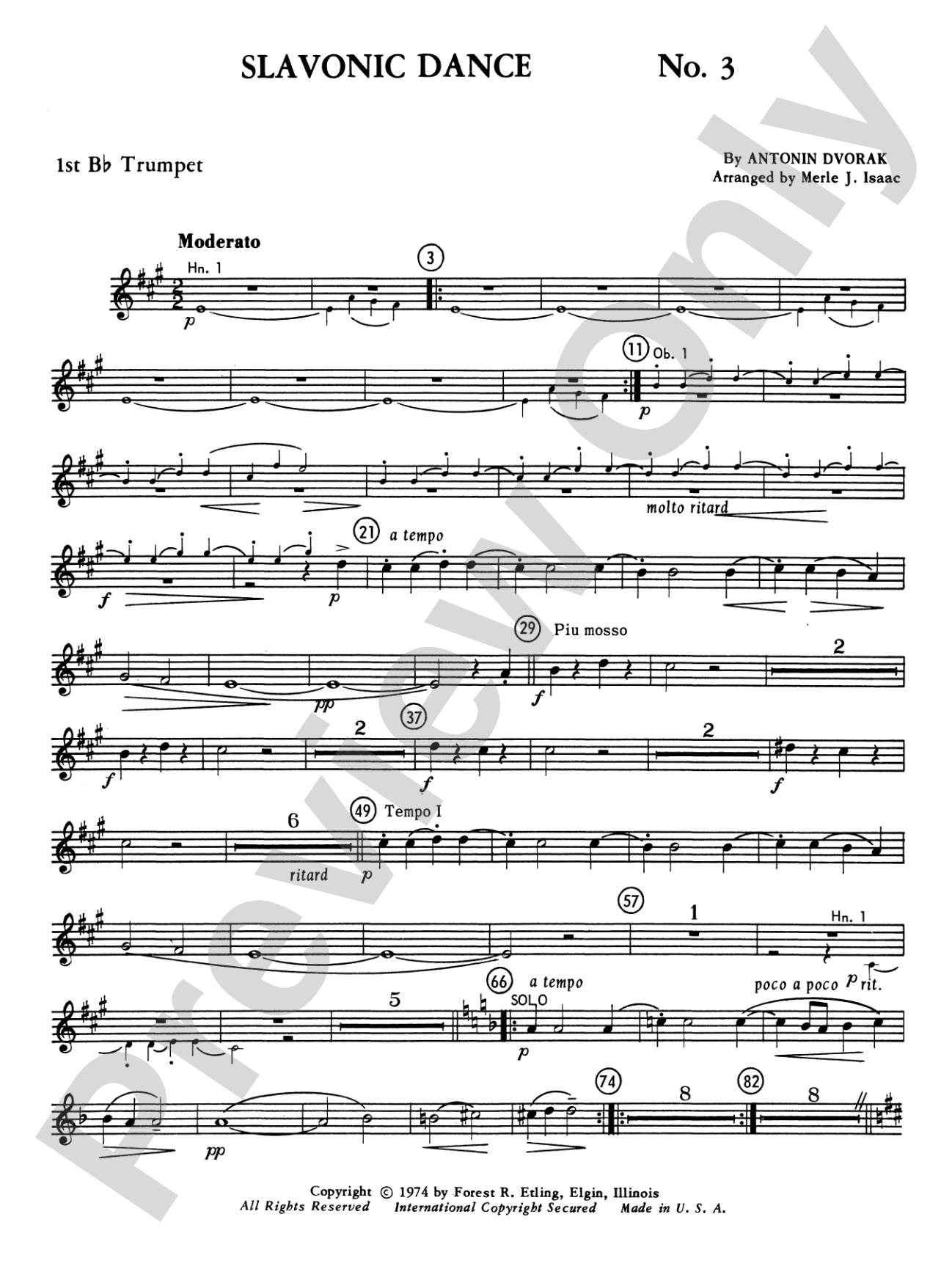 Slavonic Dance No. 3: 1st B-flat Trumpet