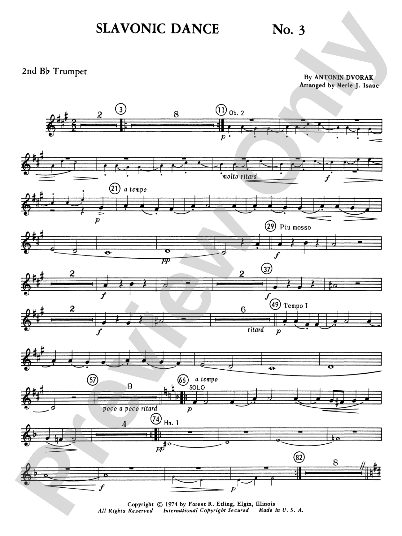 Slavonic Dance No. 3: 2nd B-flat Trumpet