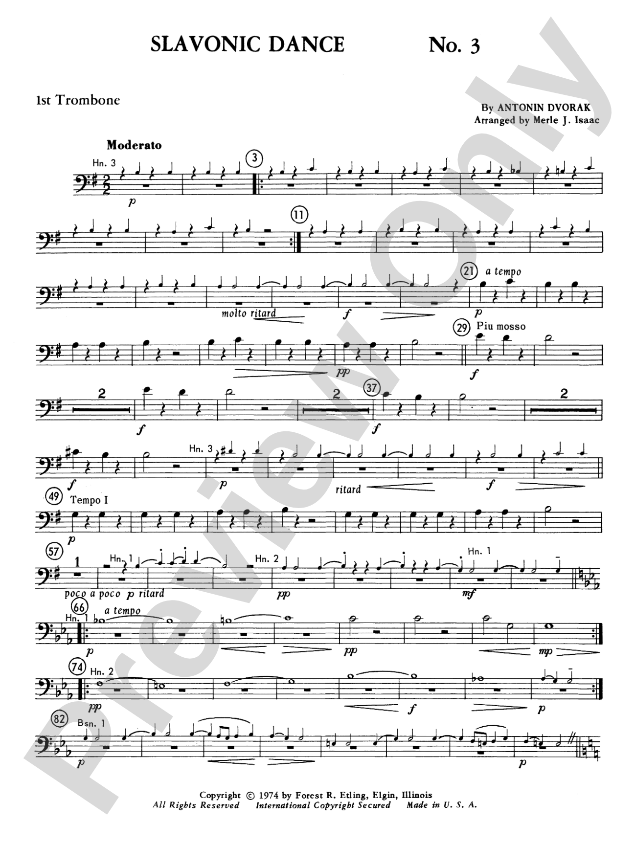 Slavonic Dance No. 3: 1st Trombone