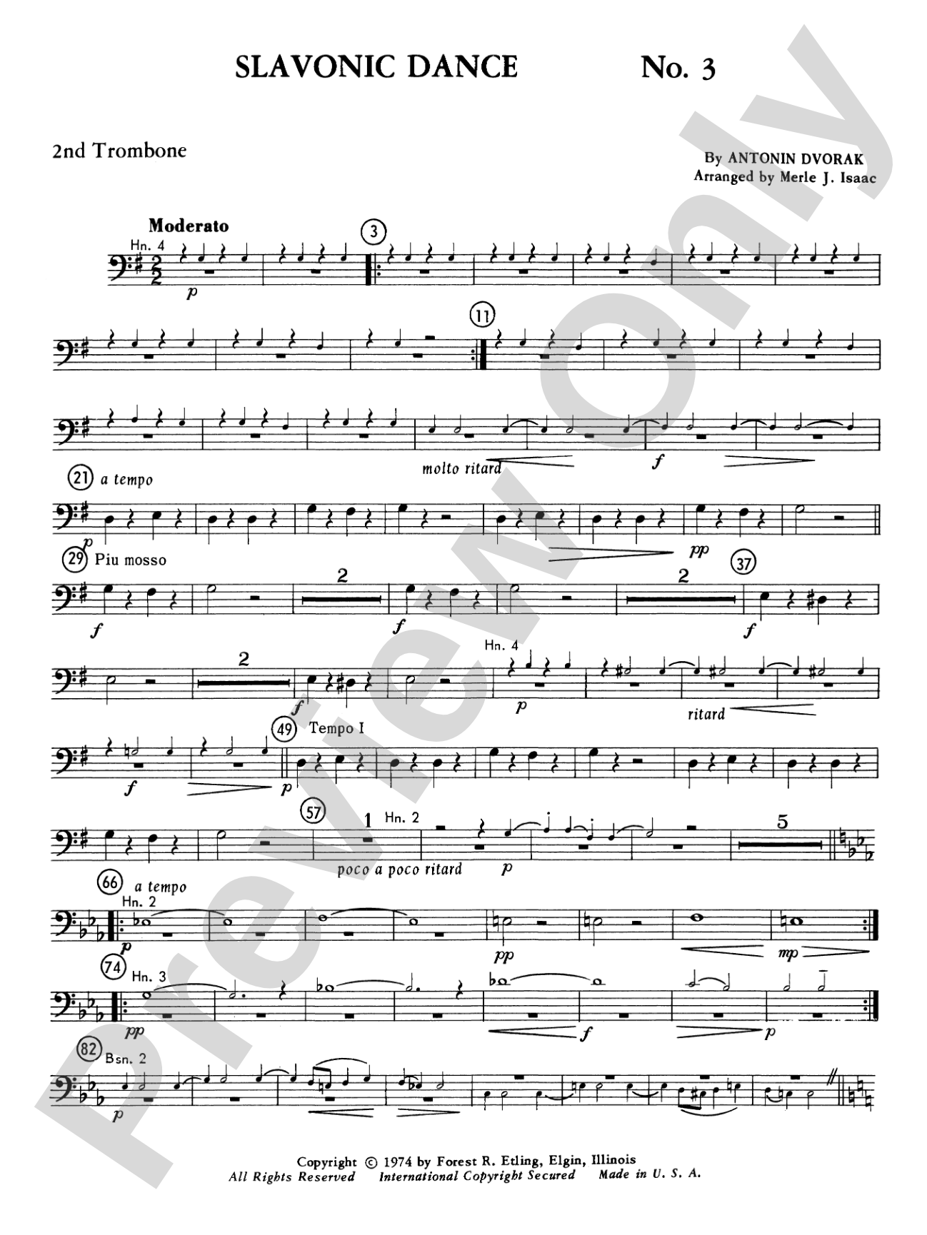 Slavonic Dance No. 3: 2nd Trombone