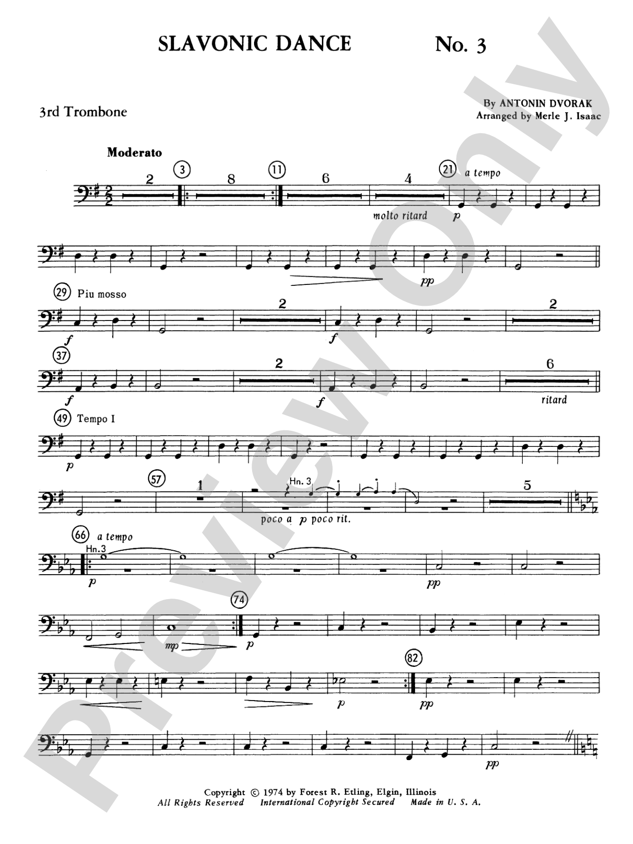 Slavonic Dance No. 3: 3rd Trombone