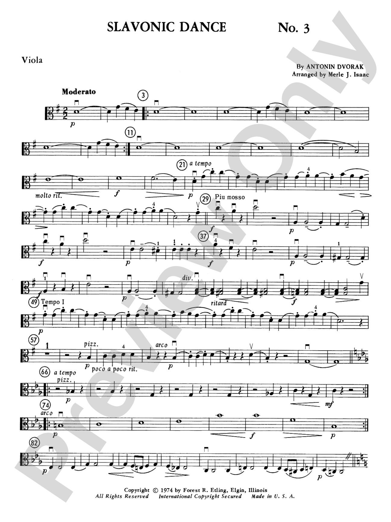 Slavonic Dance No. 3: Viola