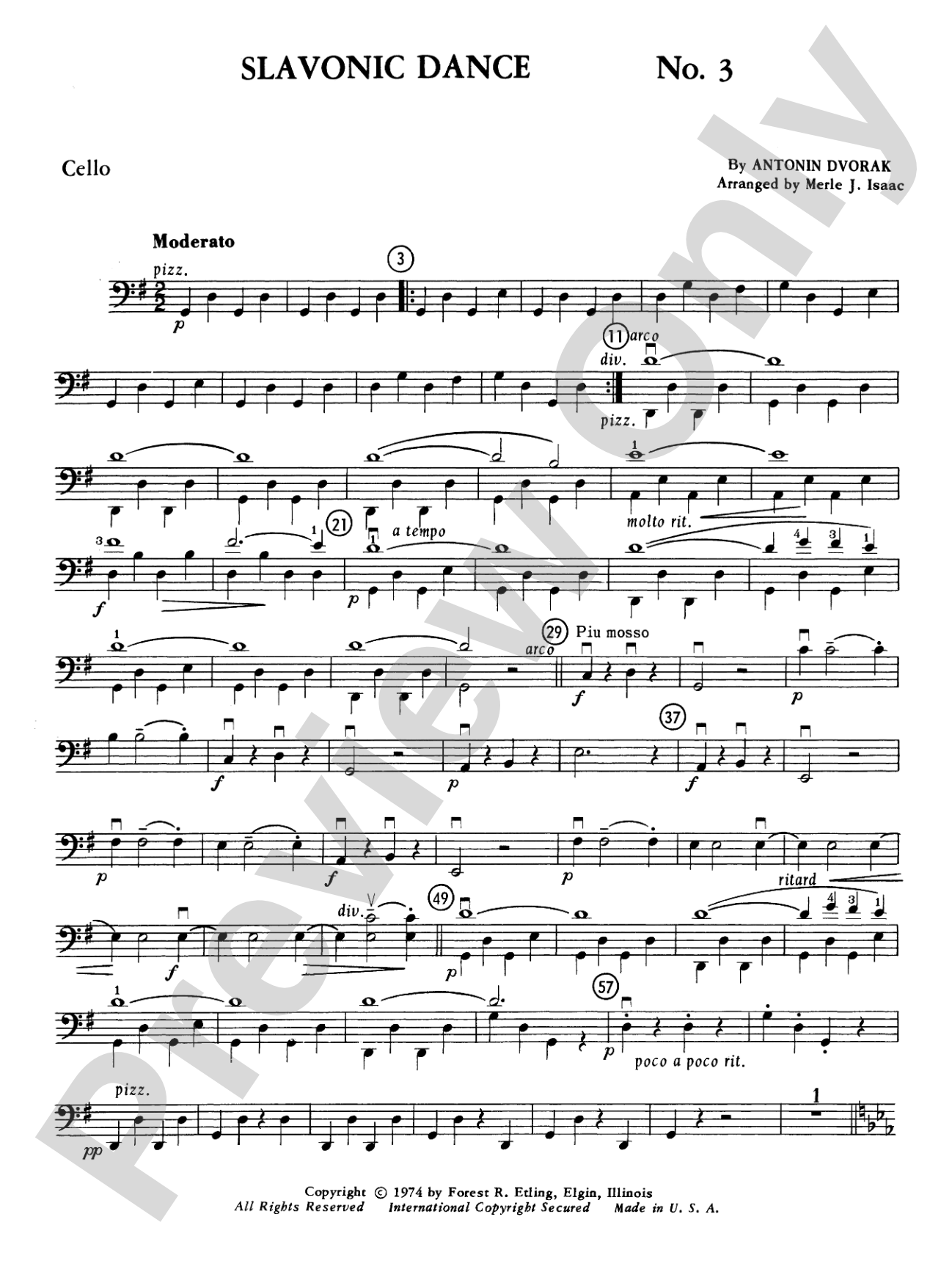 Slavonic Dance No. 3: Cello