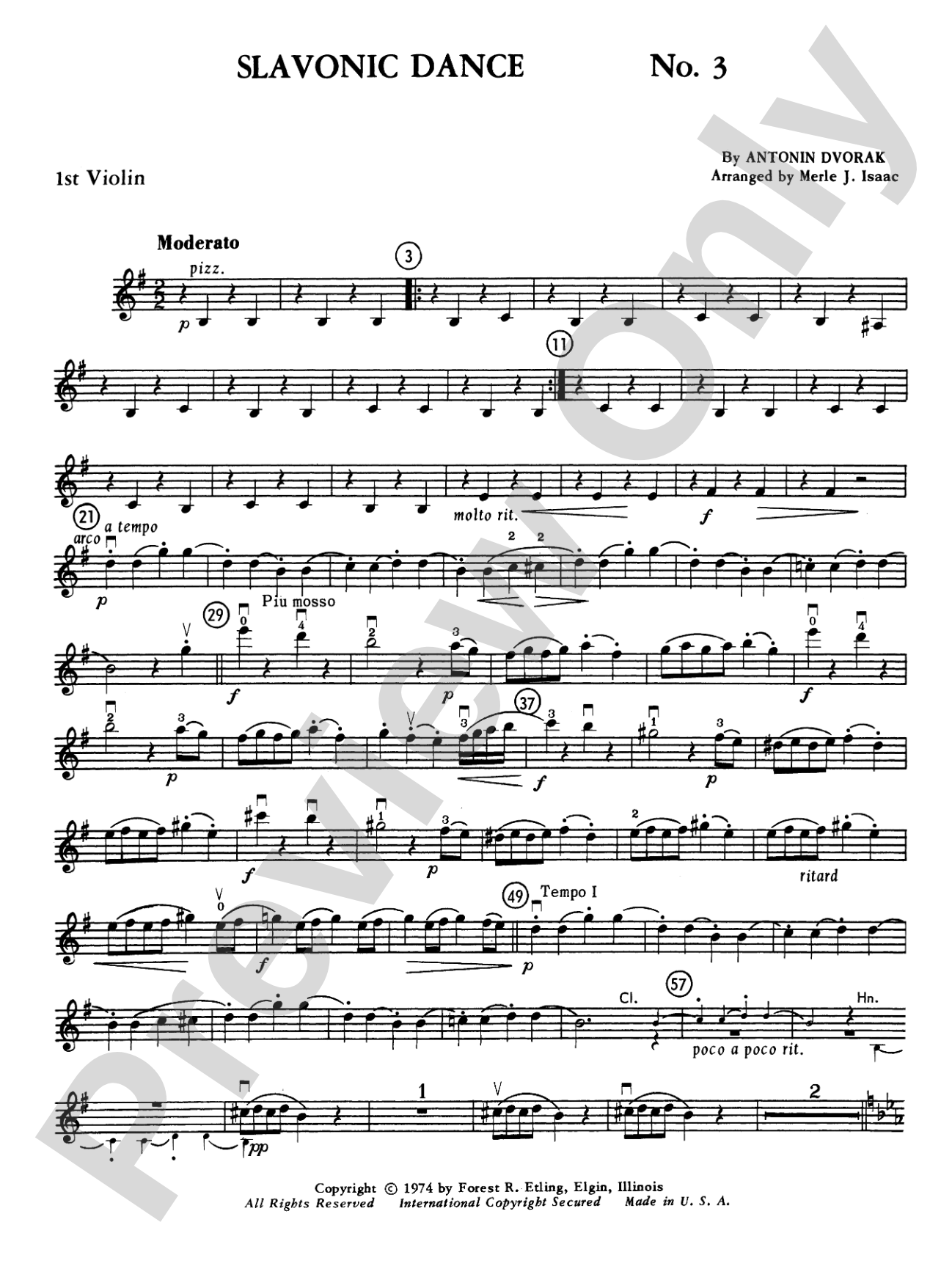 Slavonic Dance No. 3: 1st Violin