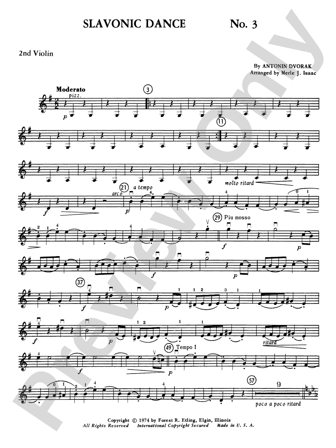 Slavonic Dance No. 3: 2nd Violin