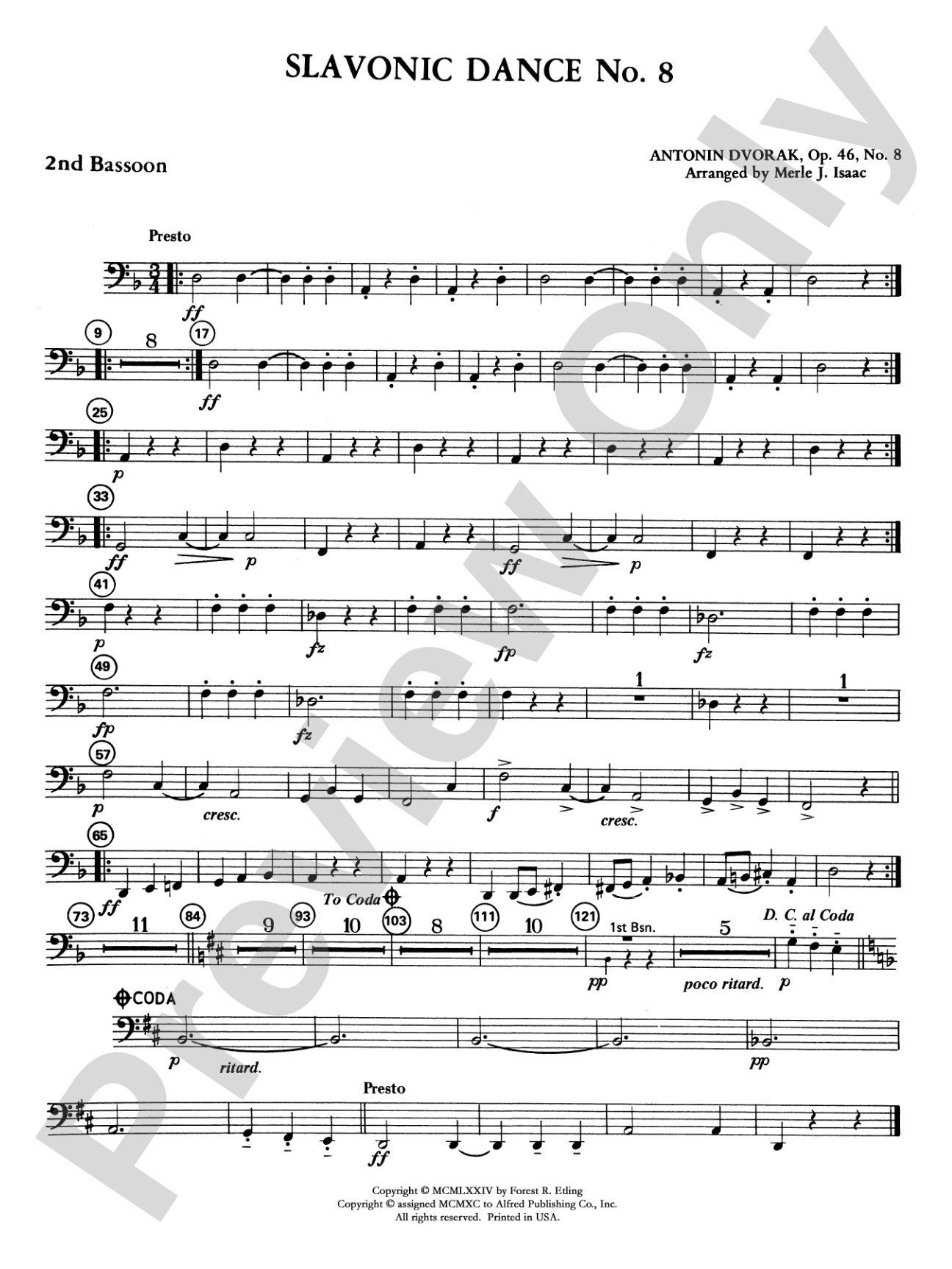 Slavonic Dance No. 8: 2nd Bassoon