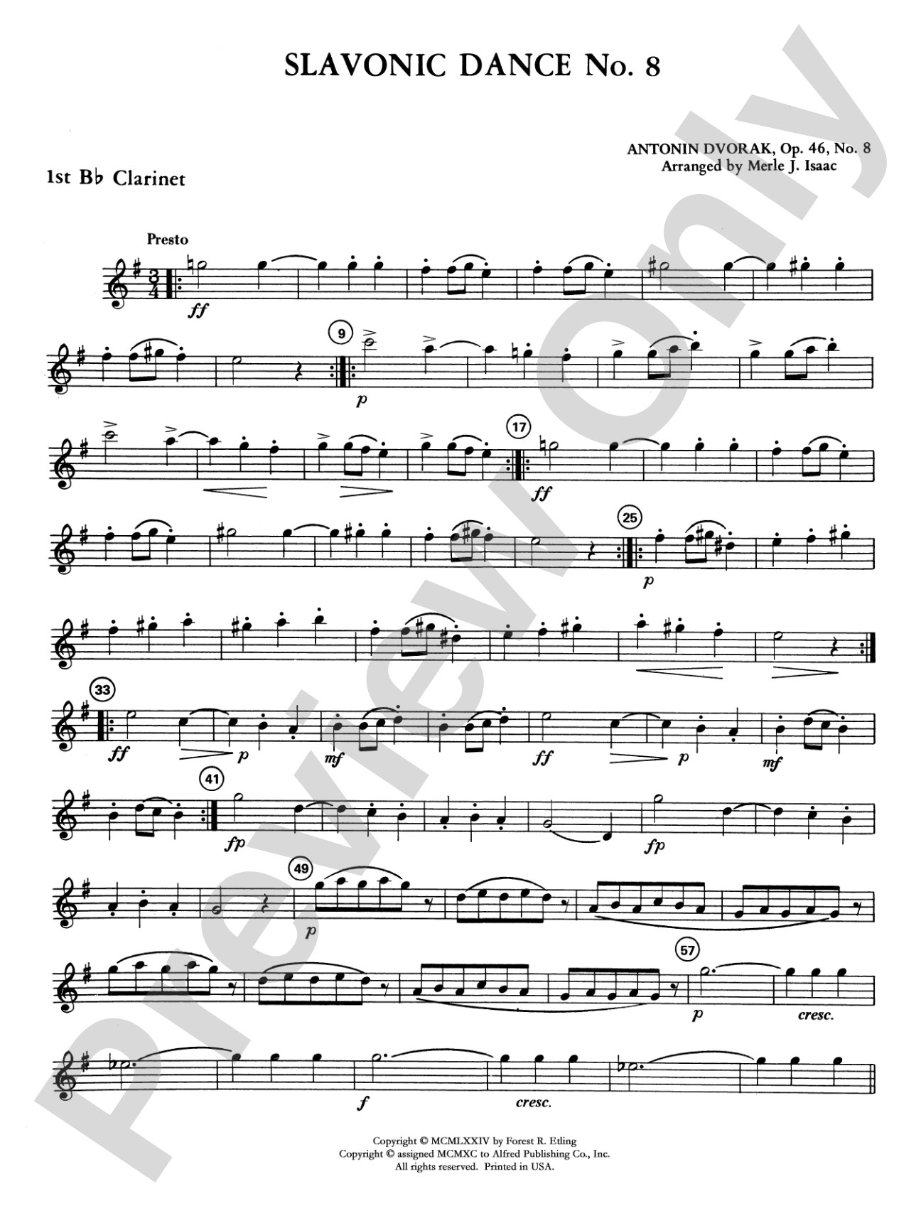 Slavonic Dance No. 8: 1st B-flat Clarinet