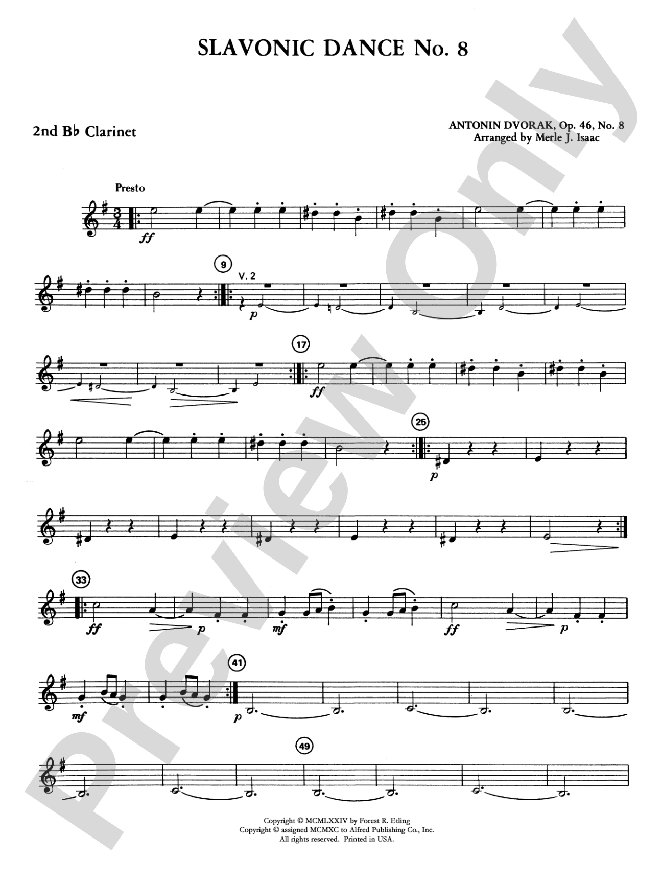 Slavonic Dance No. 8: 2nd B-flat Clarinet