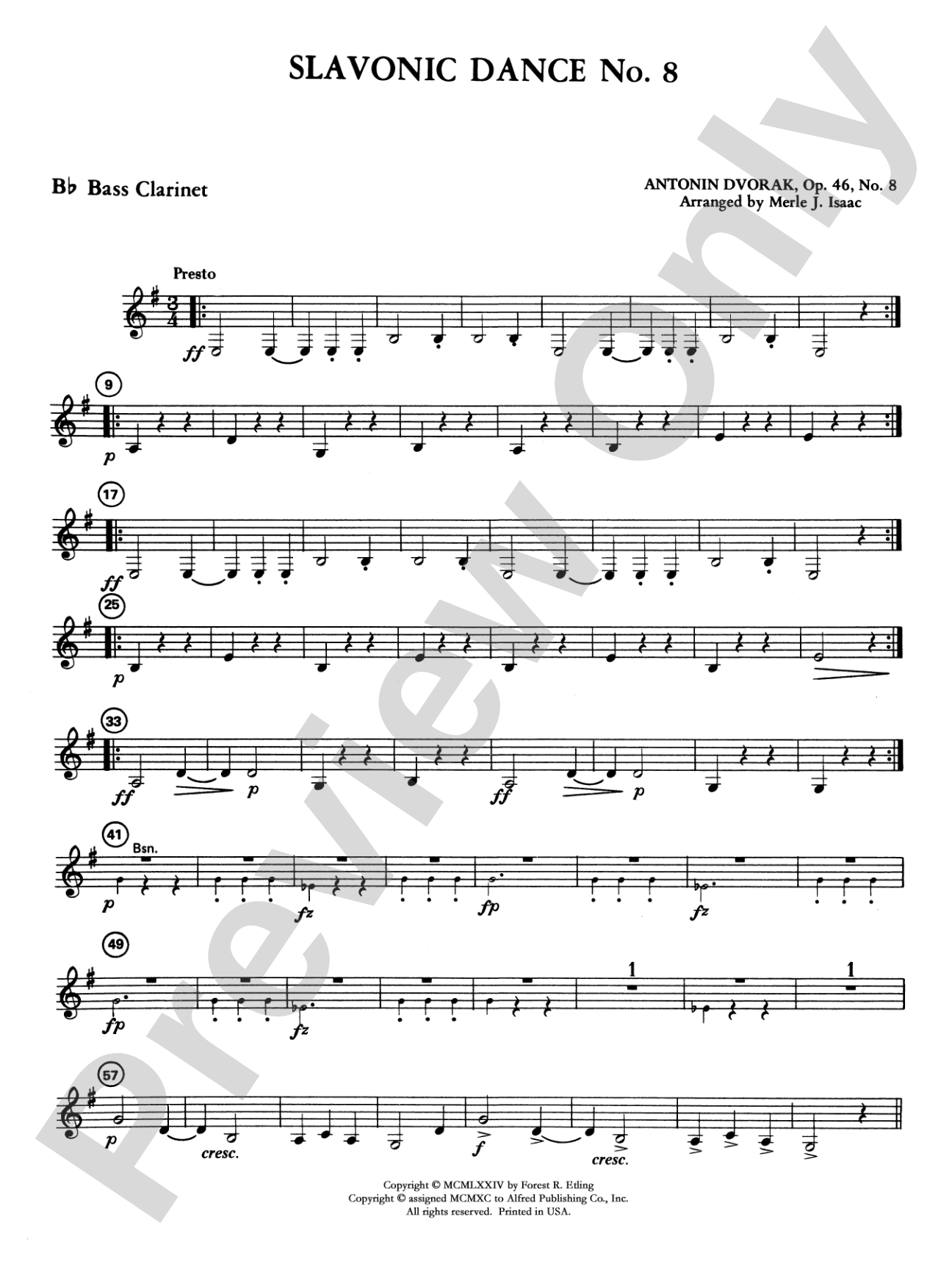 Slavonic Dance No. 8: B-flat Bass Clarinet
