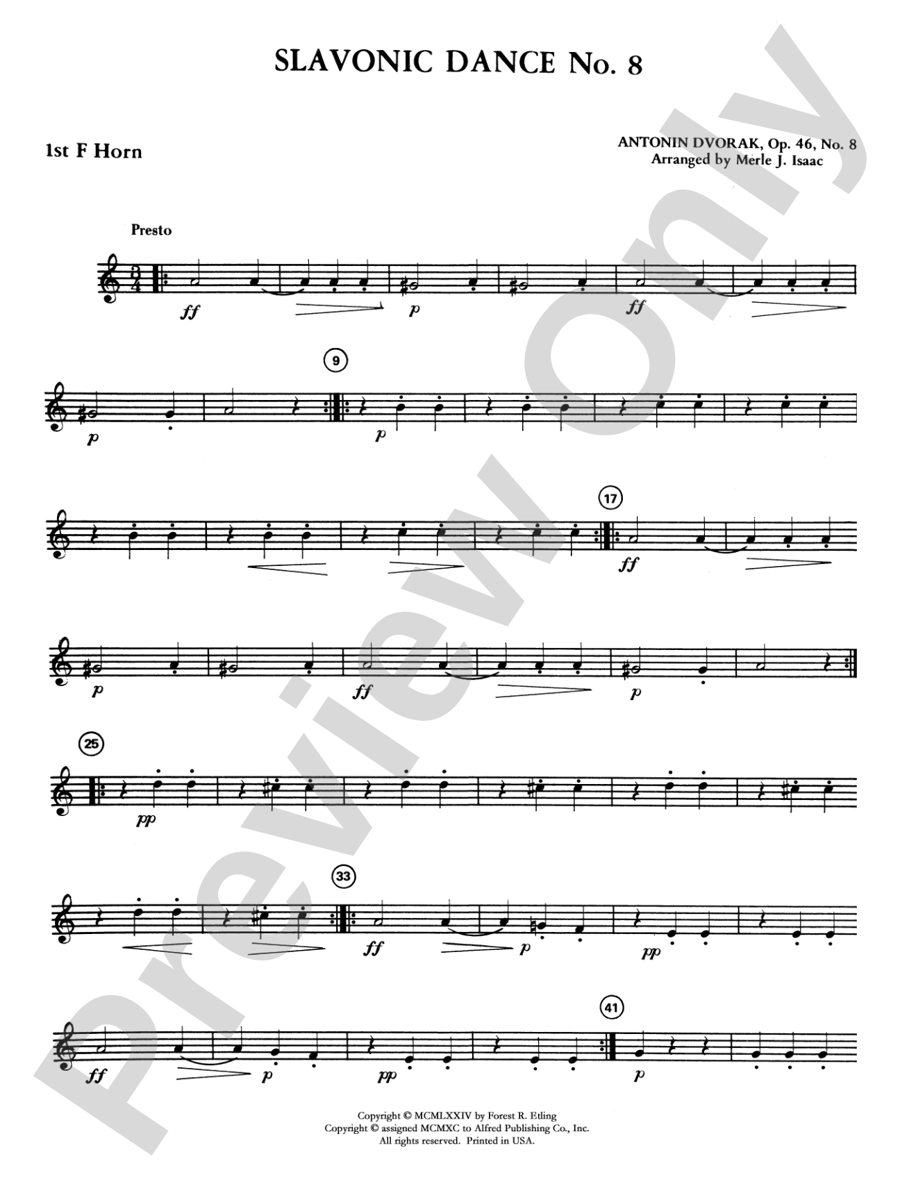 Slavonic Dance No. 8: 1st F Horn