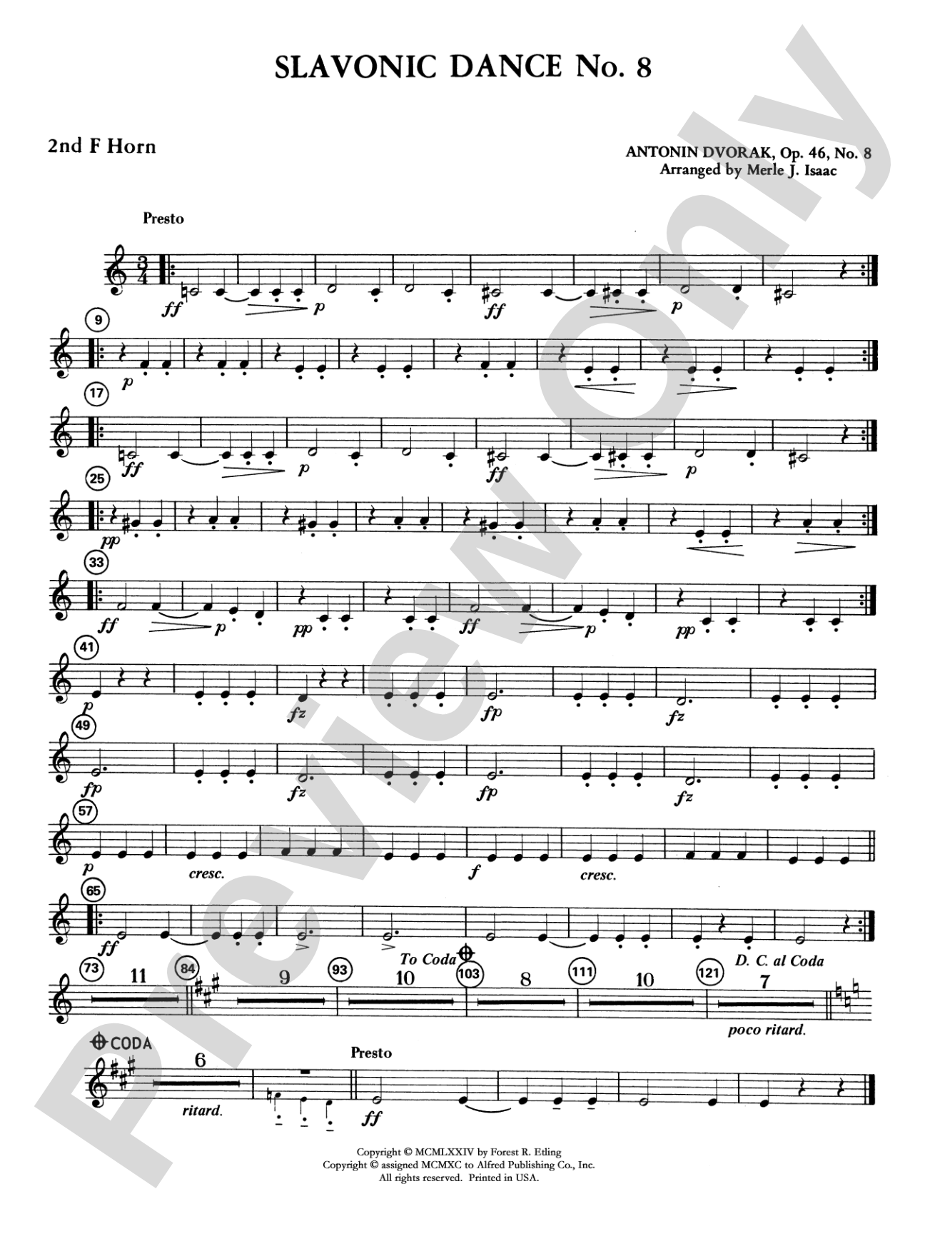 Slavonic Dance No. 8: 2nd F Horn