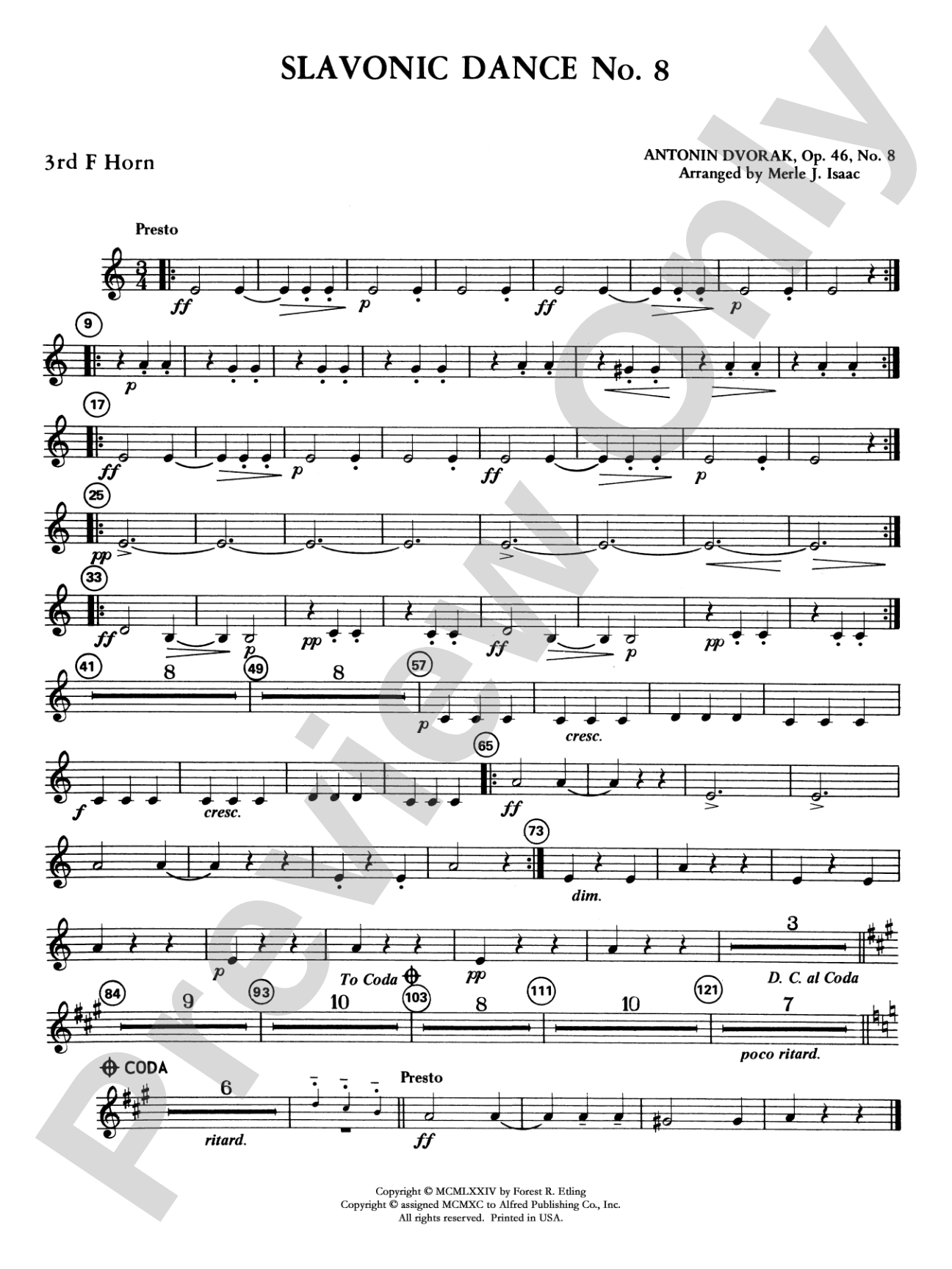 Slavonic Dance No. 8: 3rd F Horn