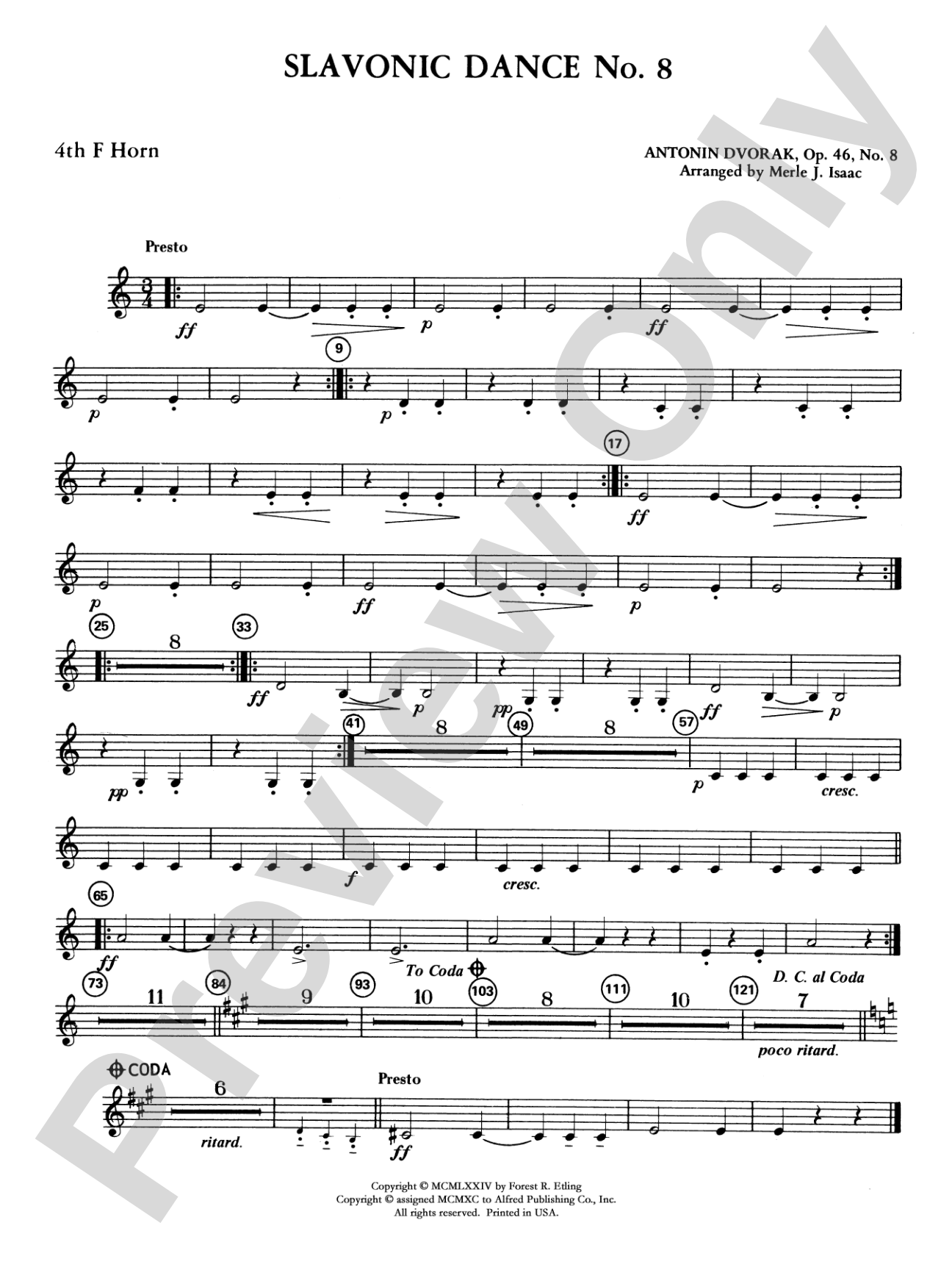 Slavonic Dance No. 8: 4th F Horn