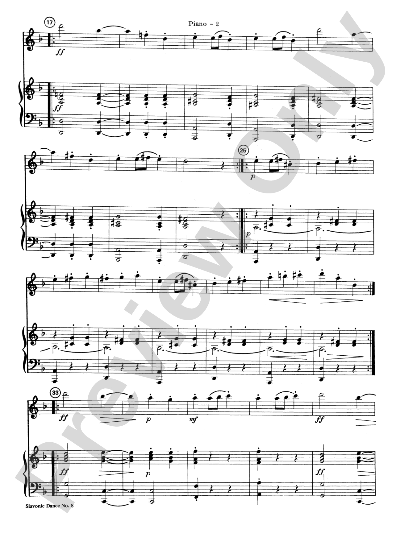 Slavonic Dance No. 8: Piano Accompaniment