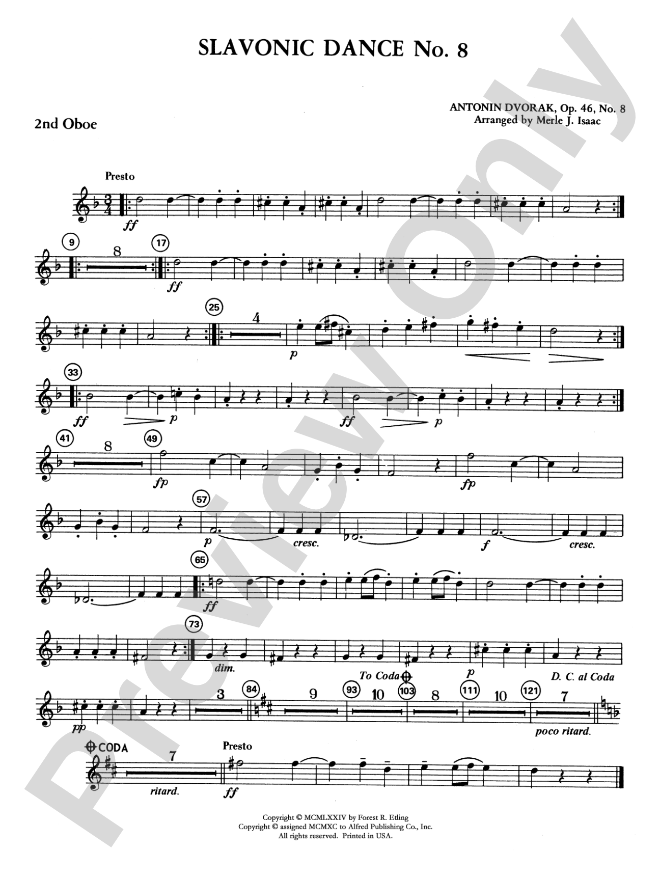 Slavonic Dance No. 8: 2nd Oboe